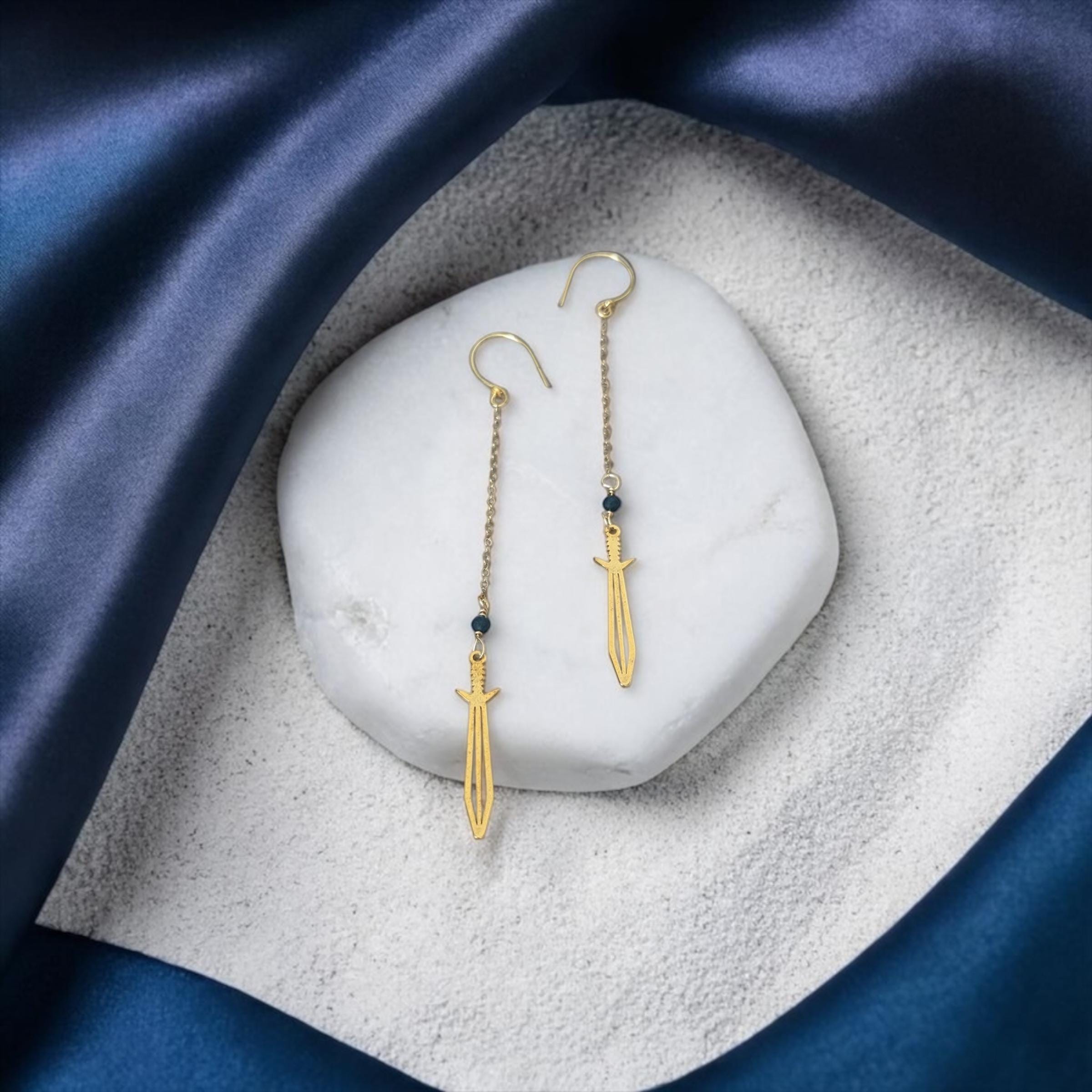Midnight Blade Drop Earrings