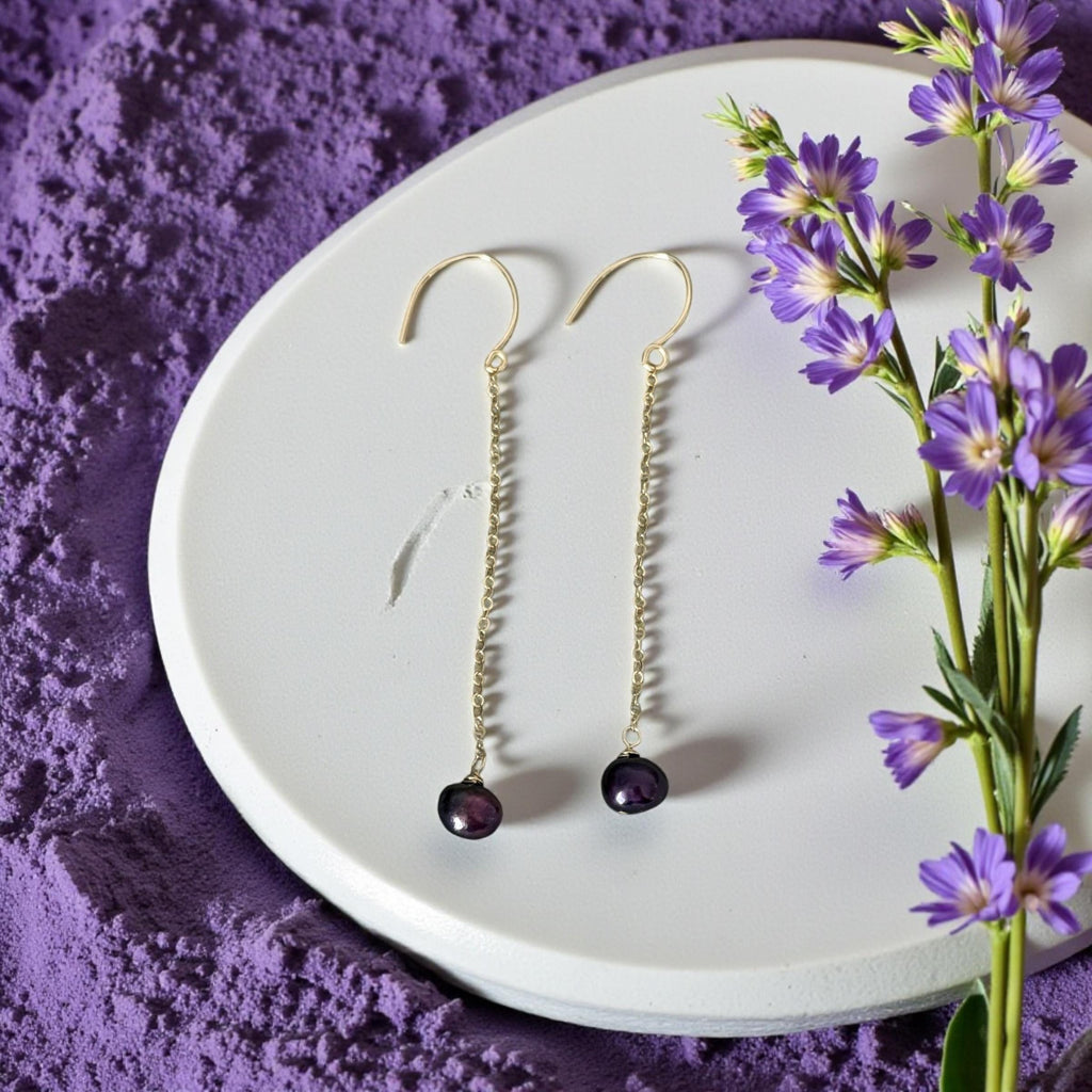 Velvet Noir Pearl Drop Earrings