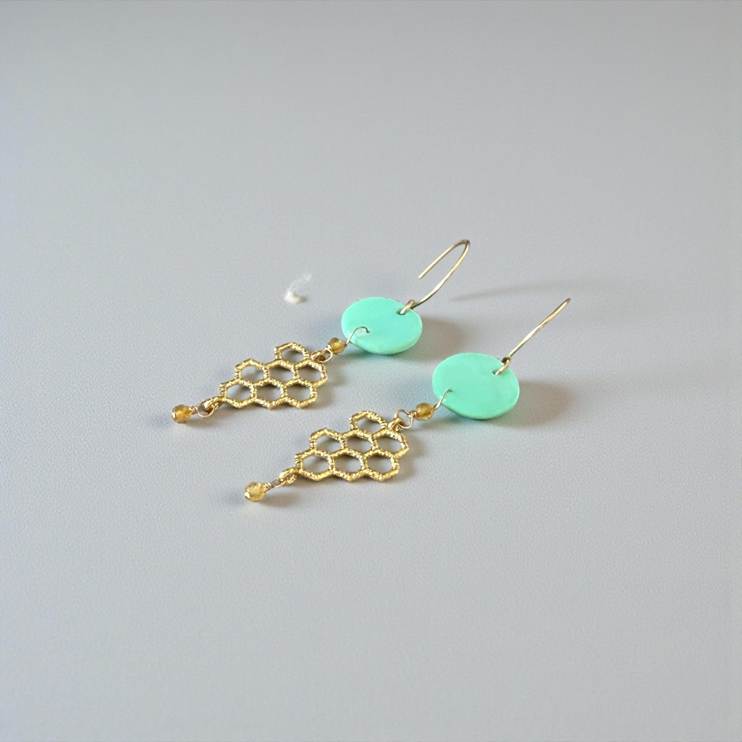 Aqua Hive Earrings