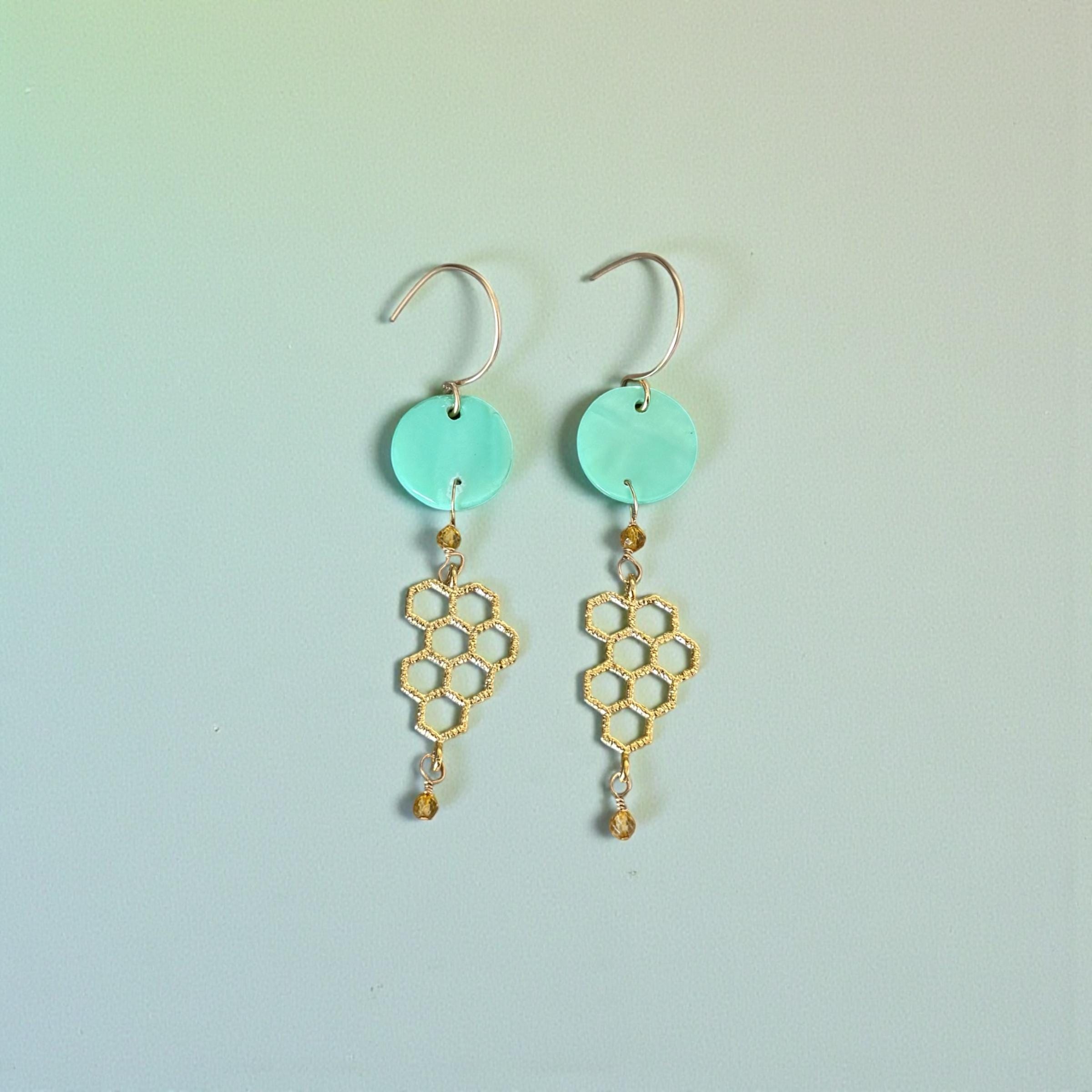 Aqua Hive Earrings