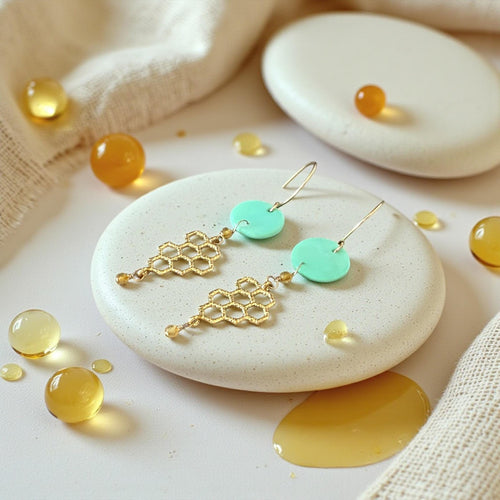 Aqua Hive Earrings