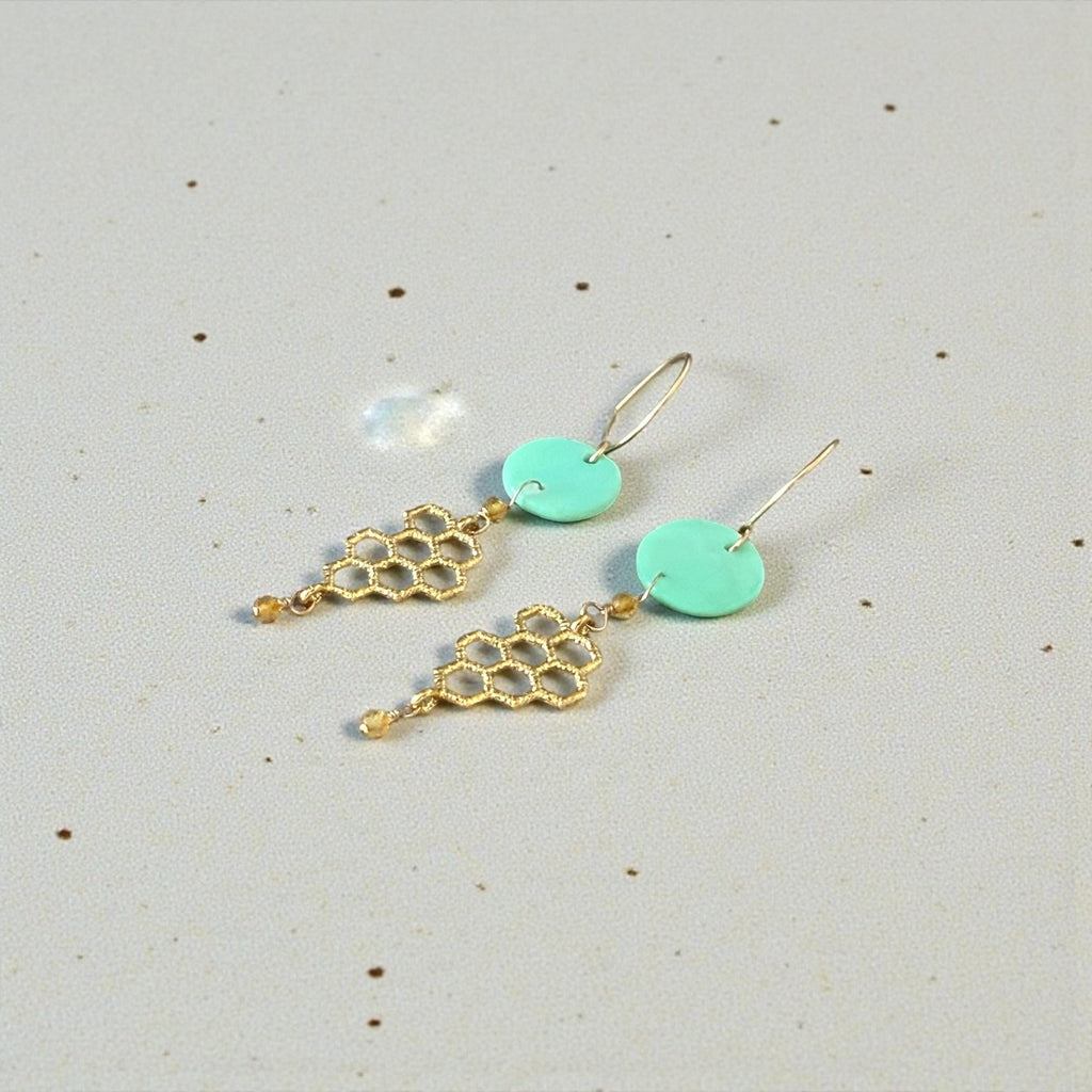Aqua Hive Earrings