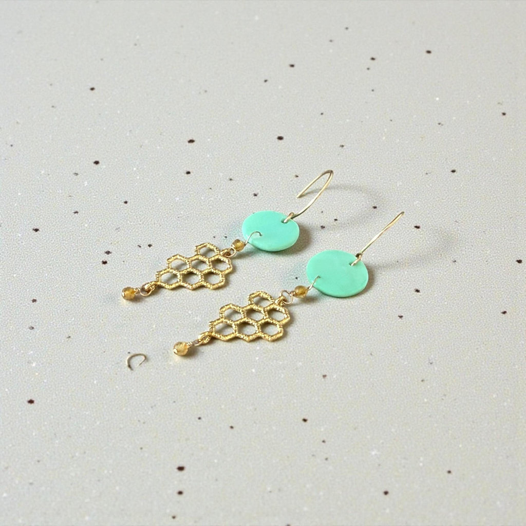 Aqua Hive Earrings