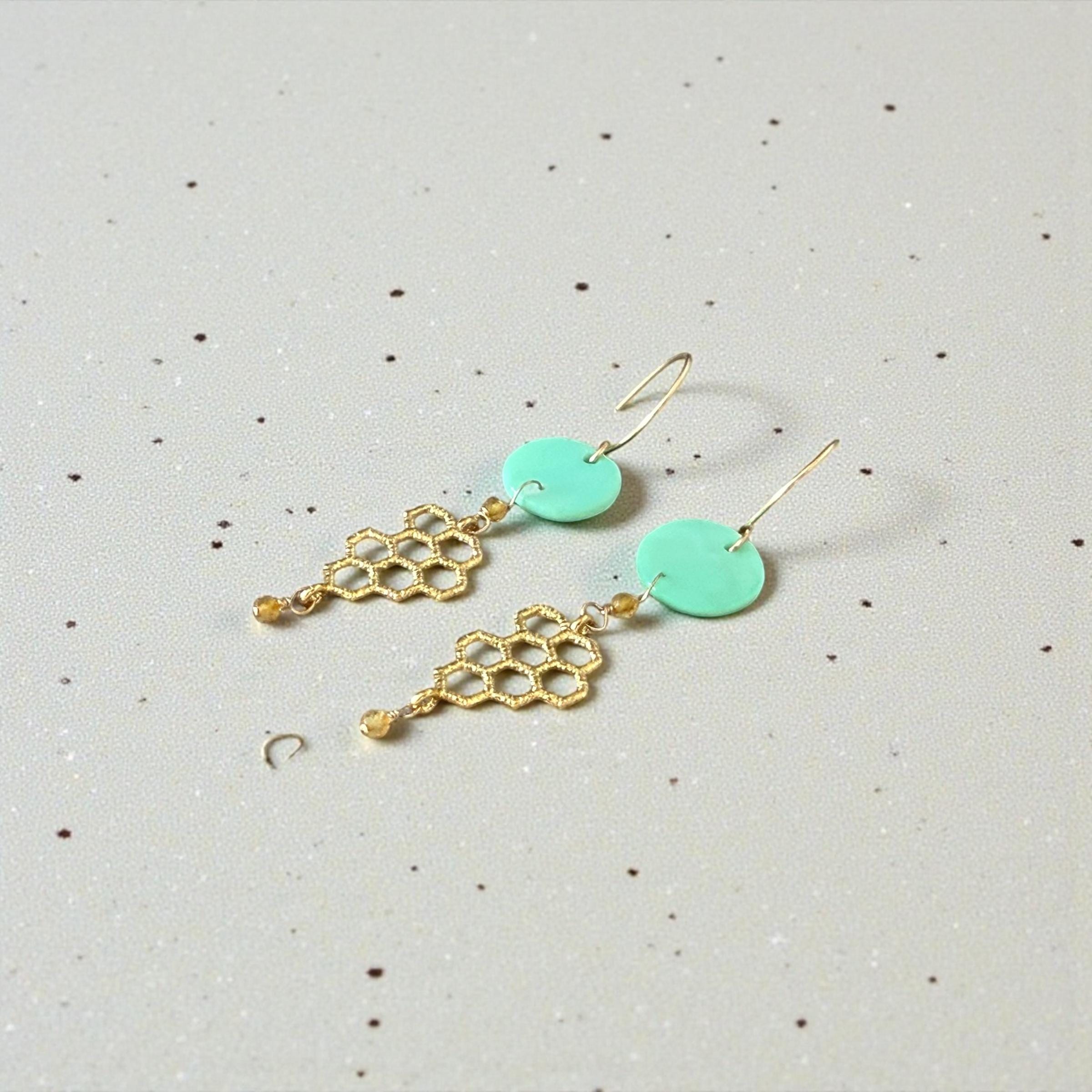 Aqua Hive Earrings