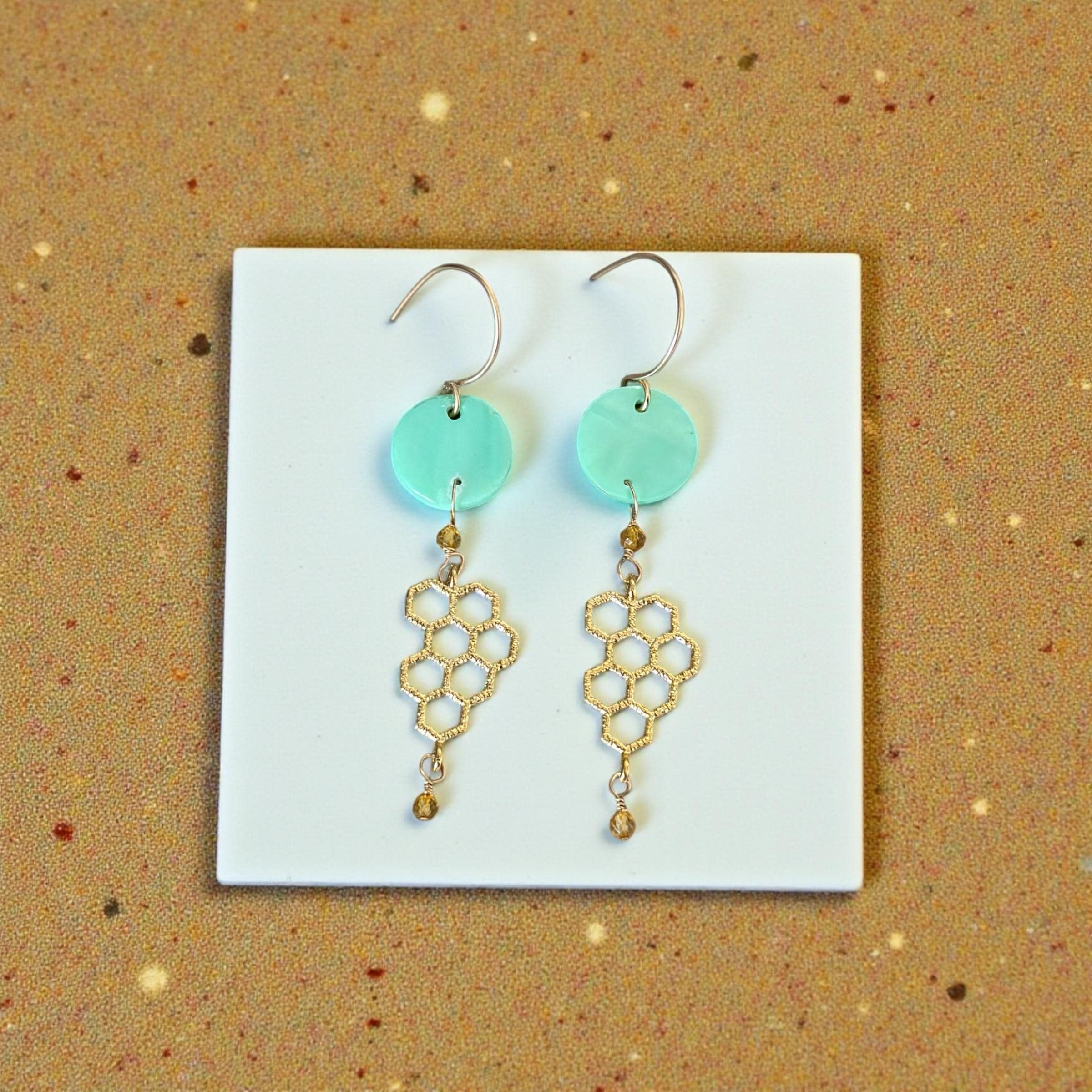Aqua Hive Earrings