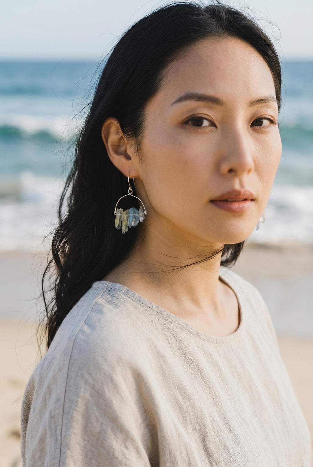 Moonmilk Prism Quartz Earrings
