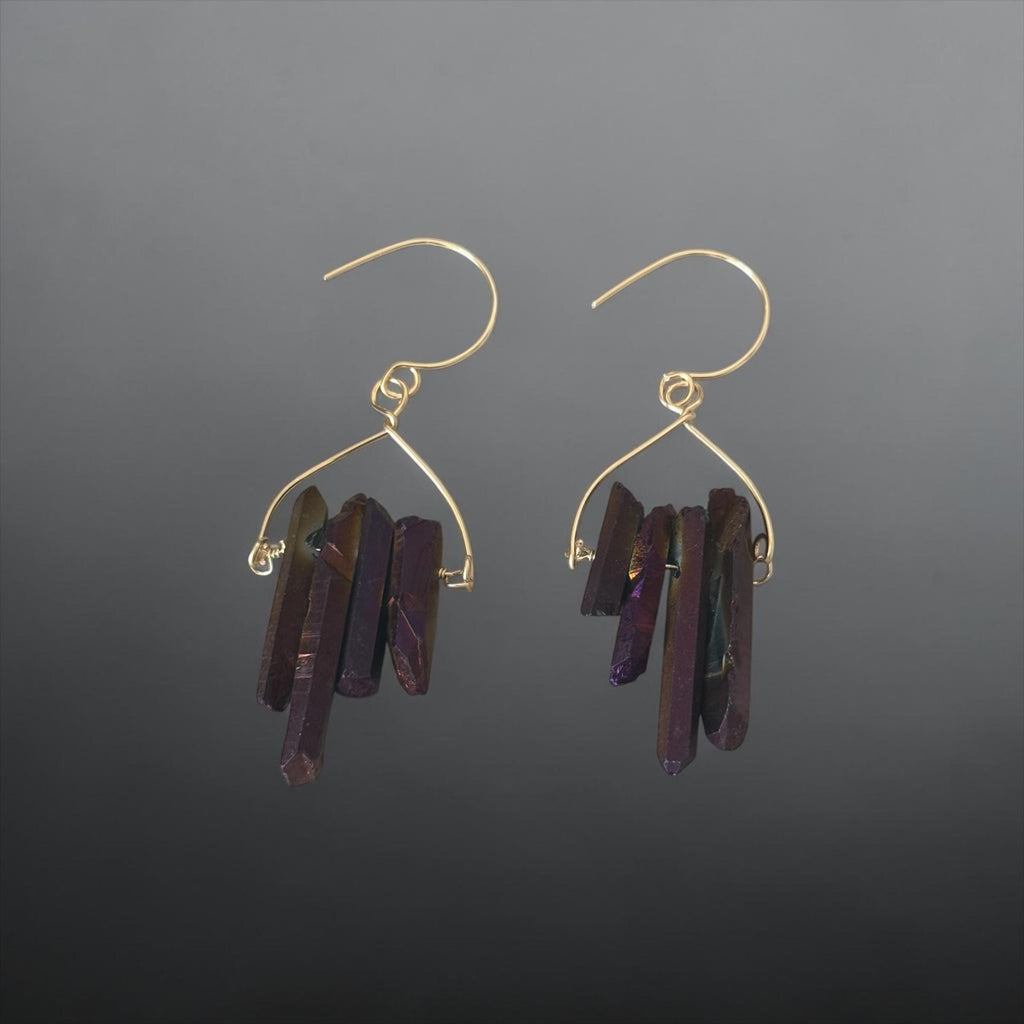 Velvet Ember Shard Quartz Earrings