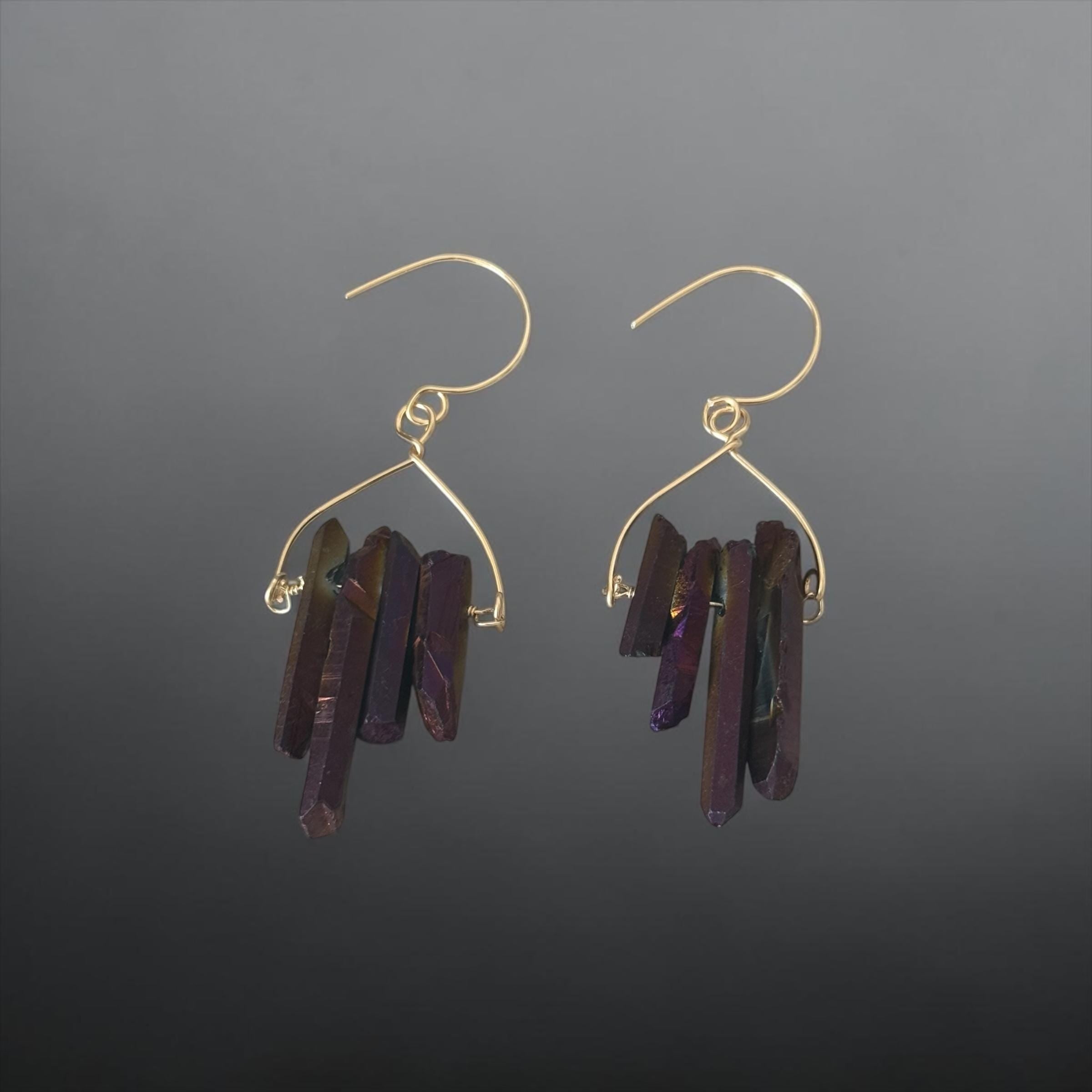 Velvet Ember Shard Quartz Earrings