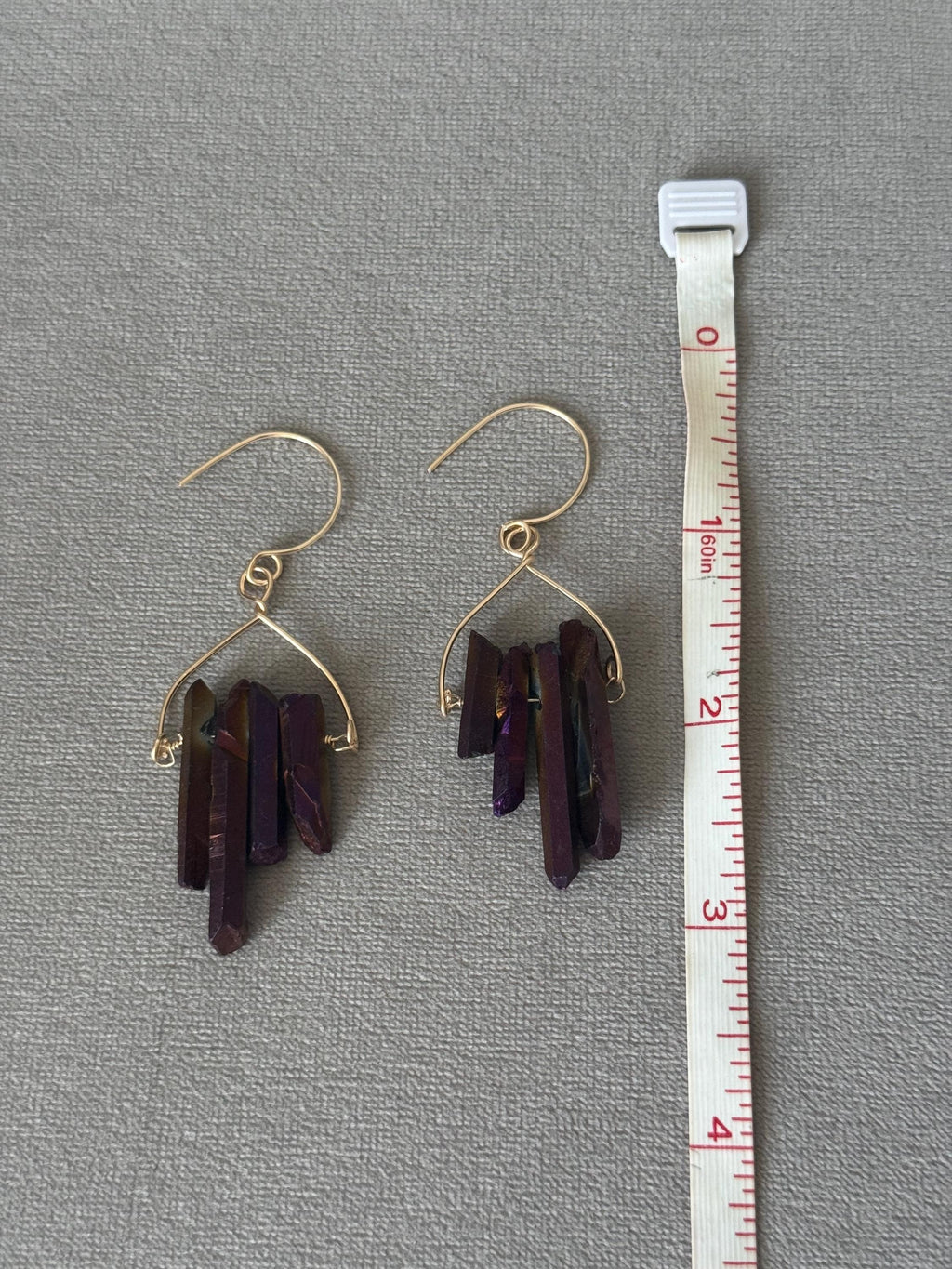 Velvet Ember Shard Quartz Earrings