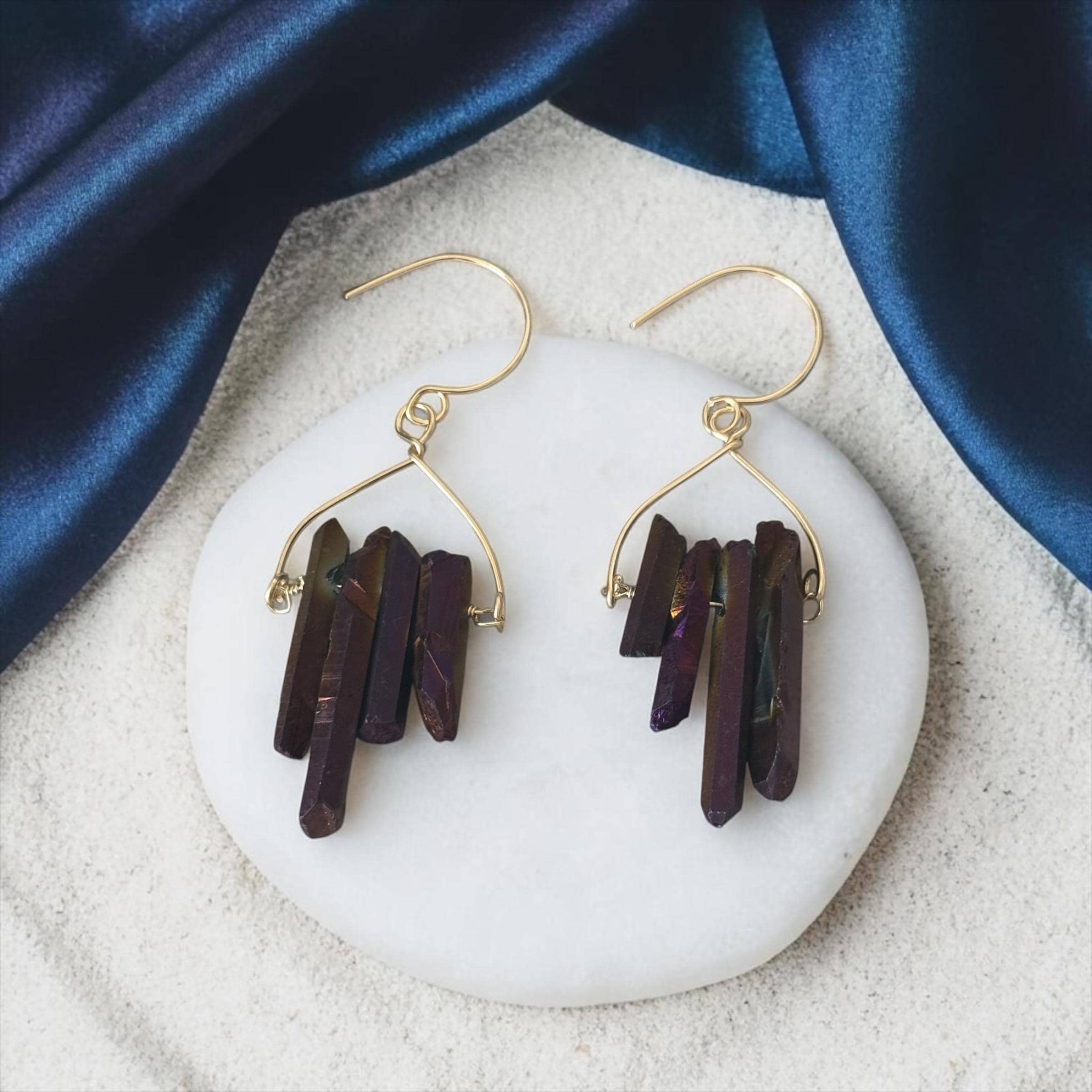 Velvet Ember Shard Quartz Earrings