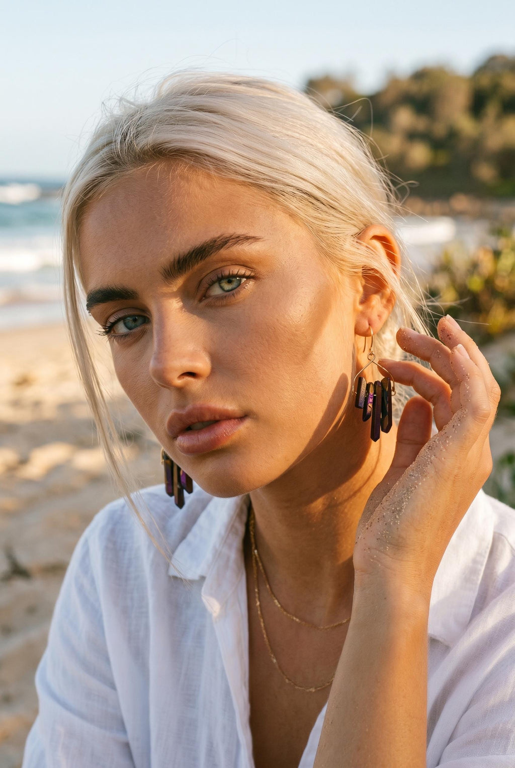 Velvet Ember Shard Quartz Earrings