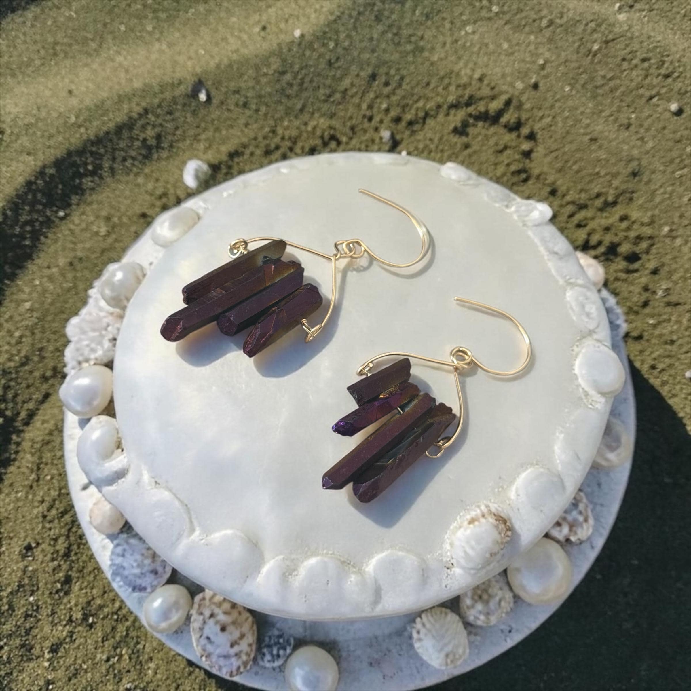 Velvet Ember Shard Quartz Earrings