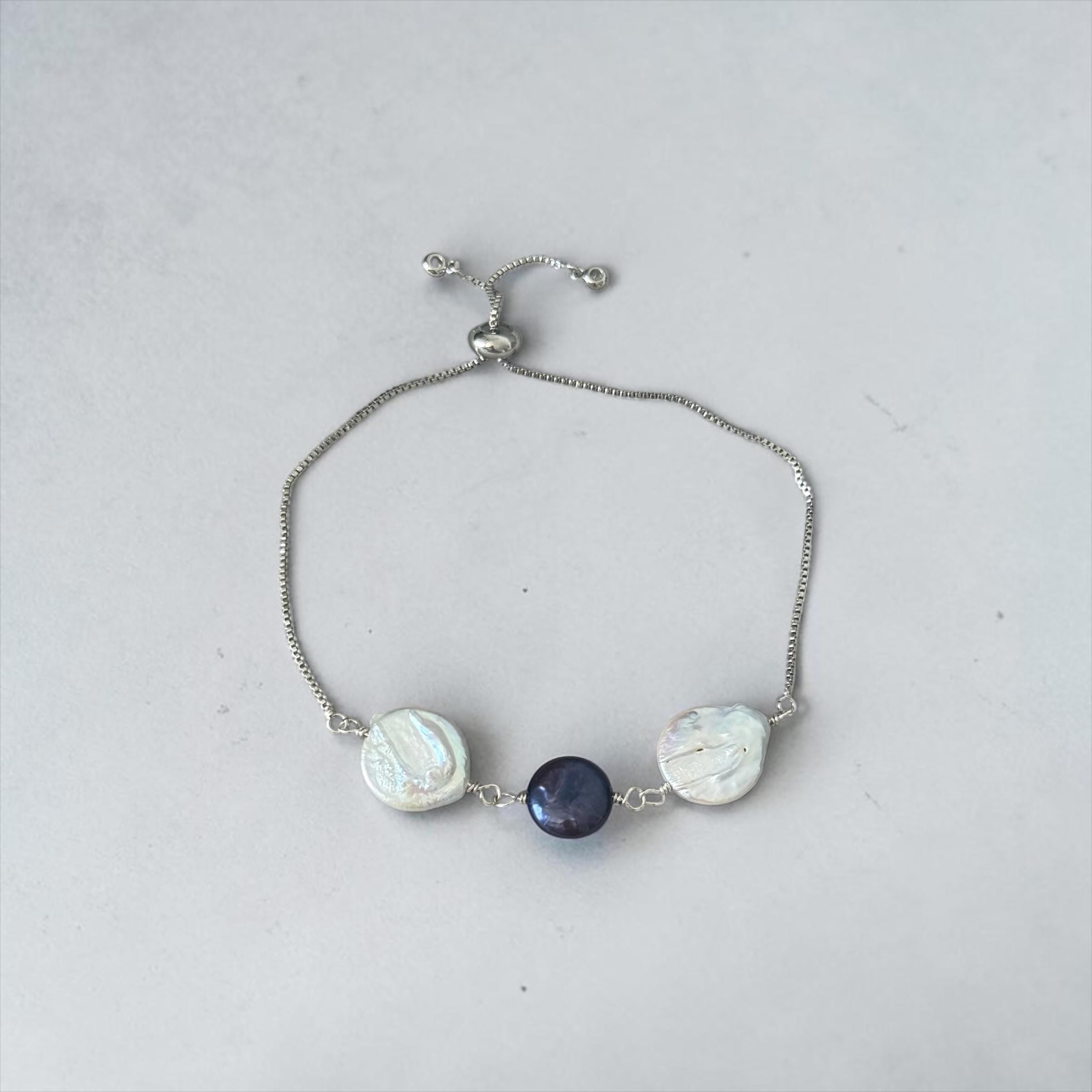 Midnight Muse Pearl Slider Bolo Bracelet