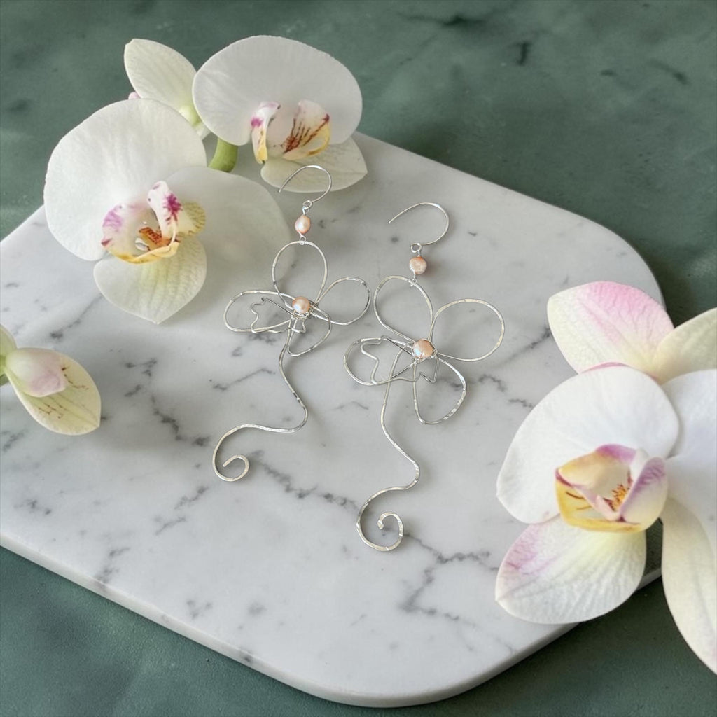 Silver Orchid Architect Earrings