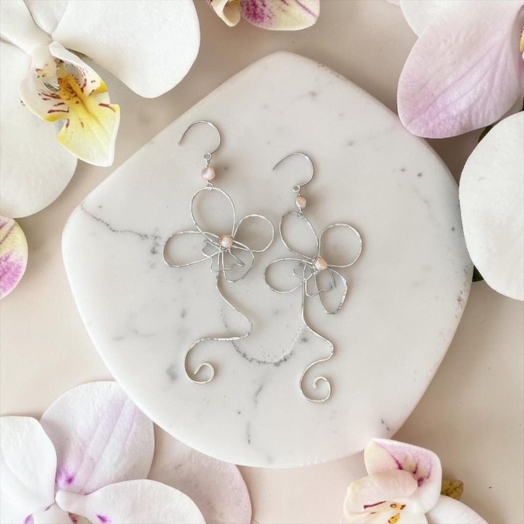 Silver Orchid Architect Earrings