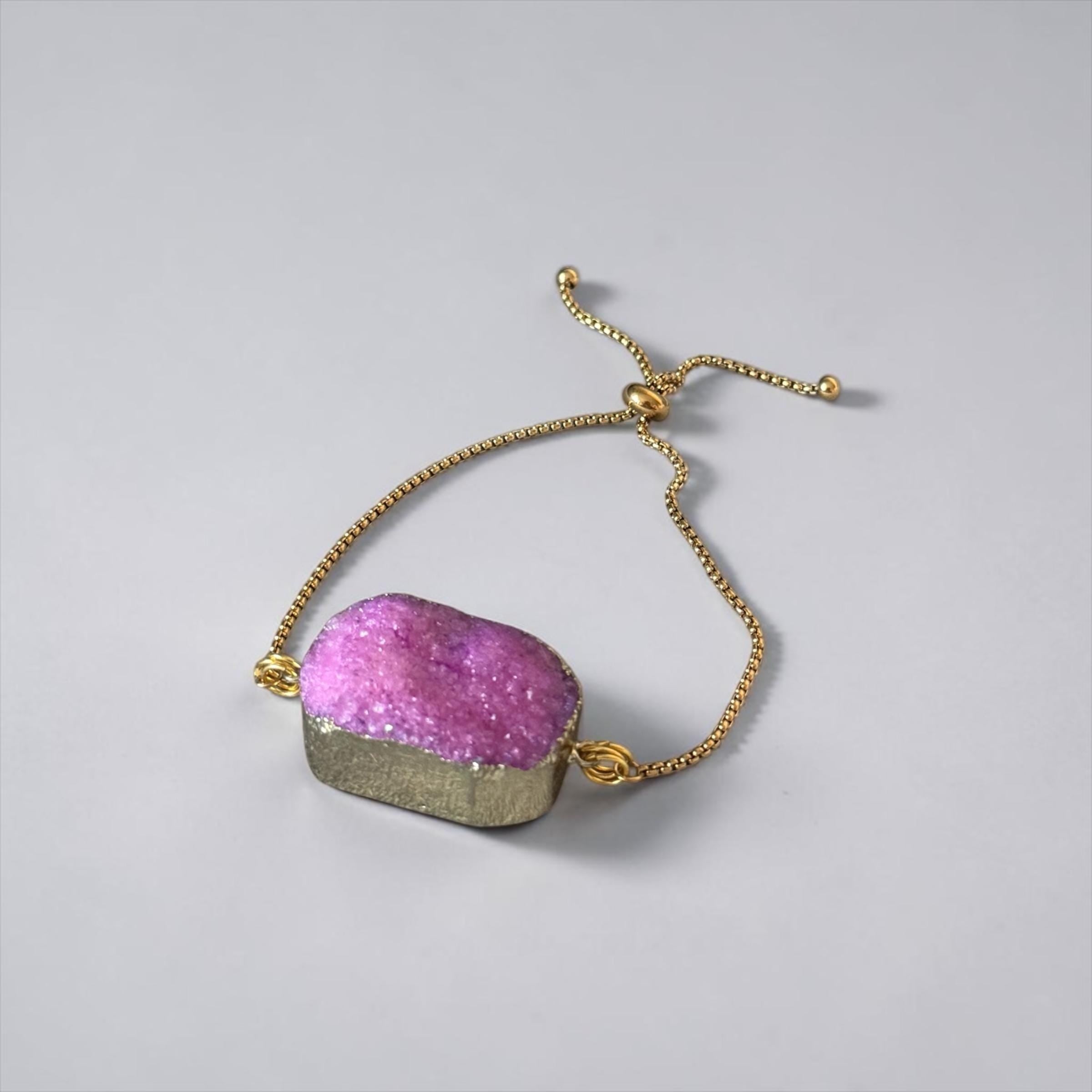 Blush Voltage — Pink Druzy Quartz Adjustable Bolo Bracelet