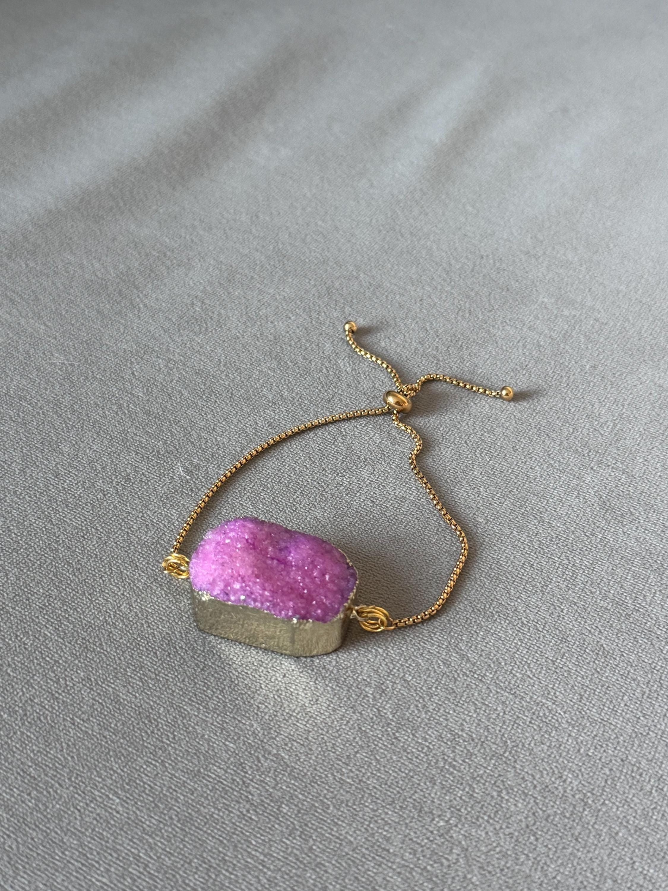 Blush Voltage — Pink Druzy Quartz Adjustable Bolo Bracelet