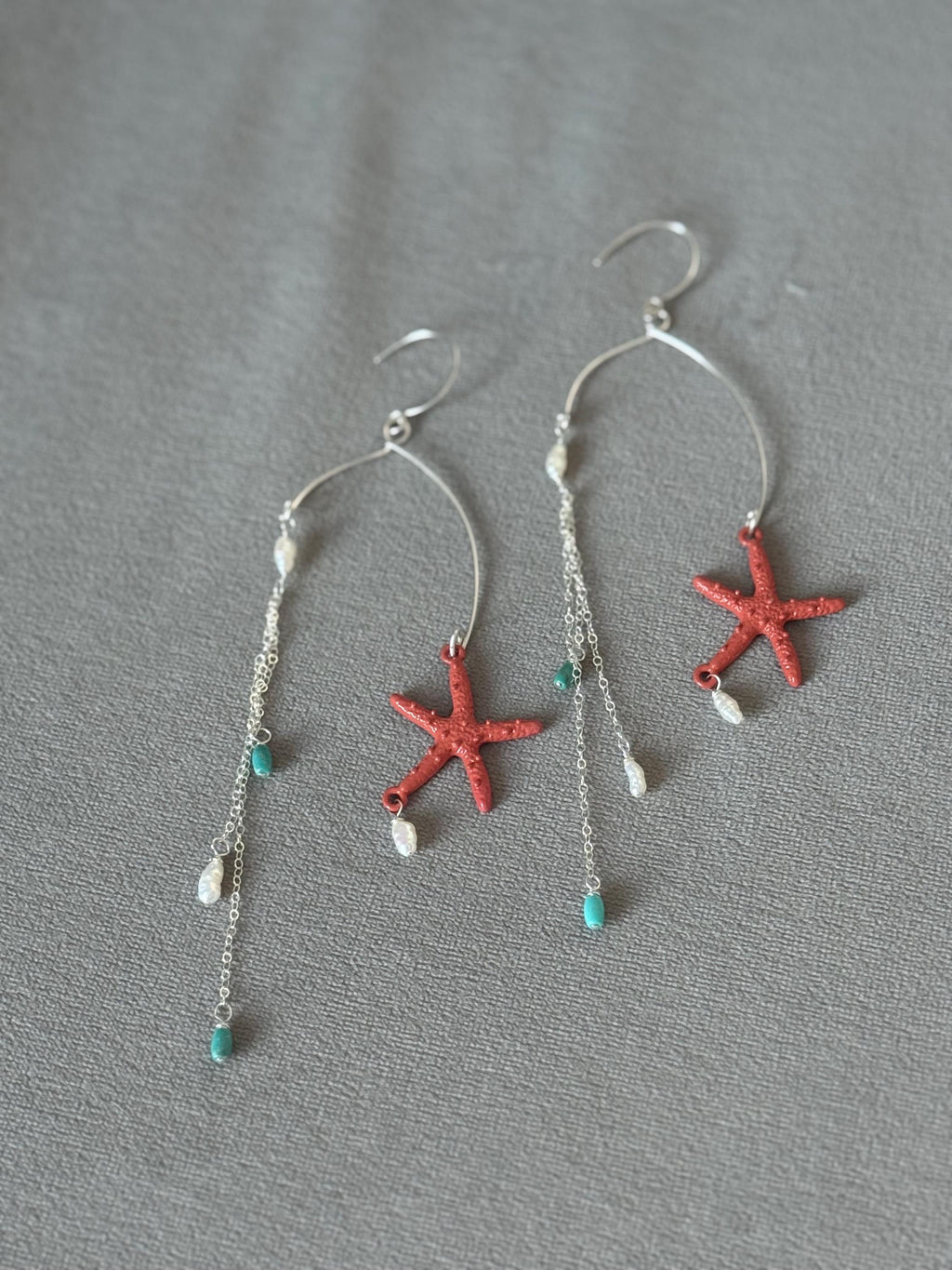 Coral Starfall Drop Earrings