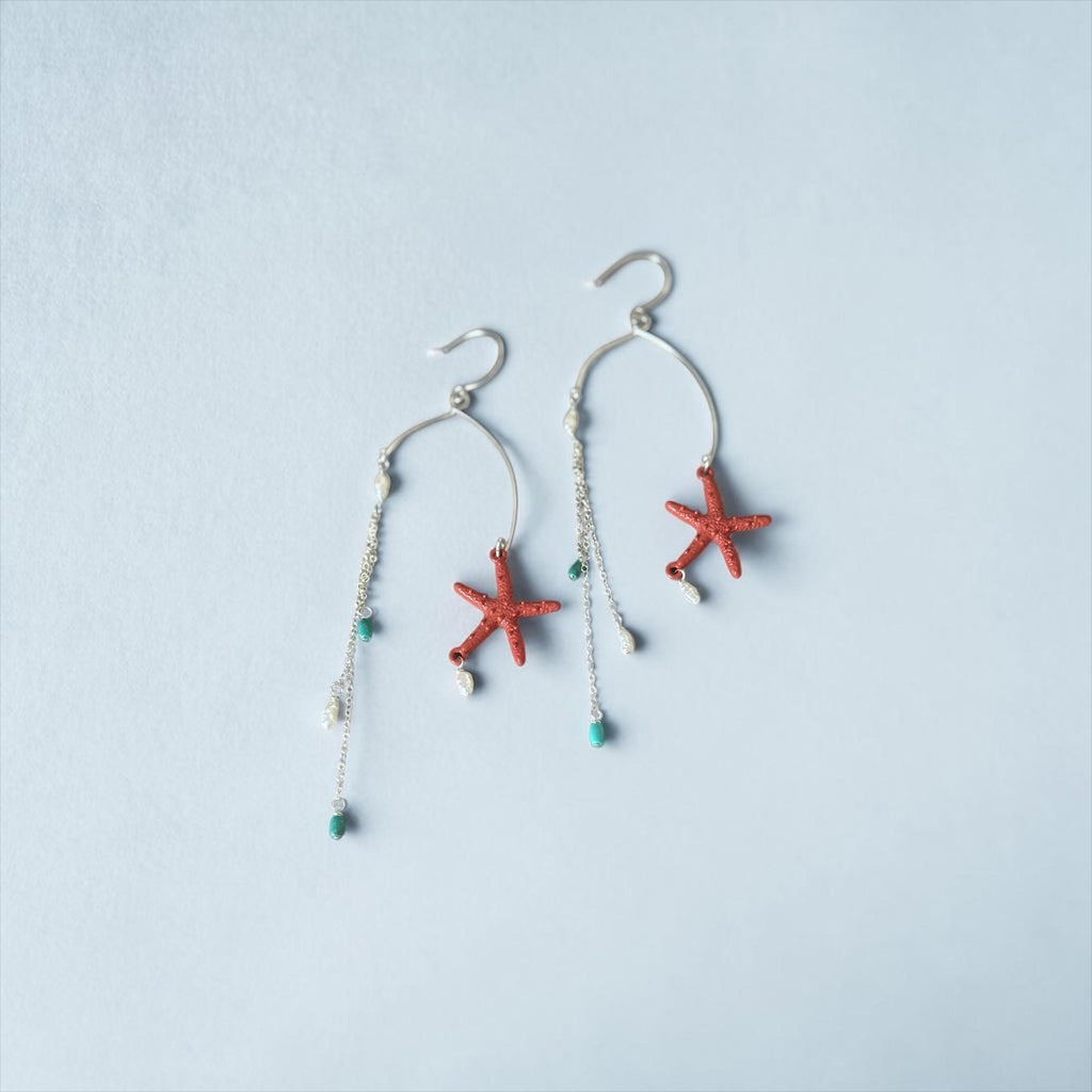 Coral Starfall Drop Earrings