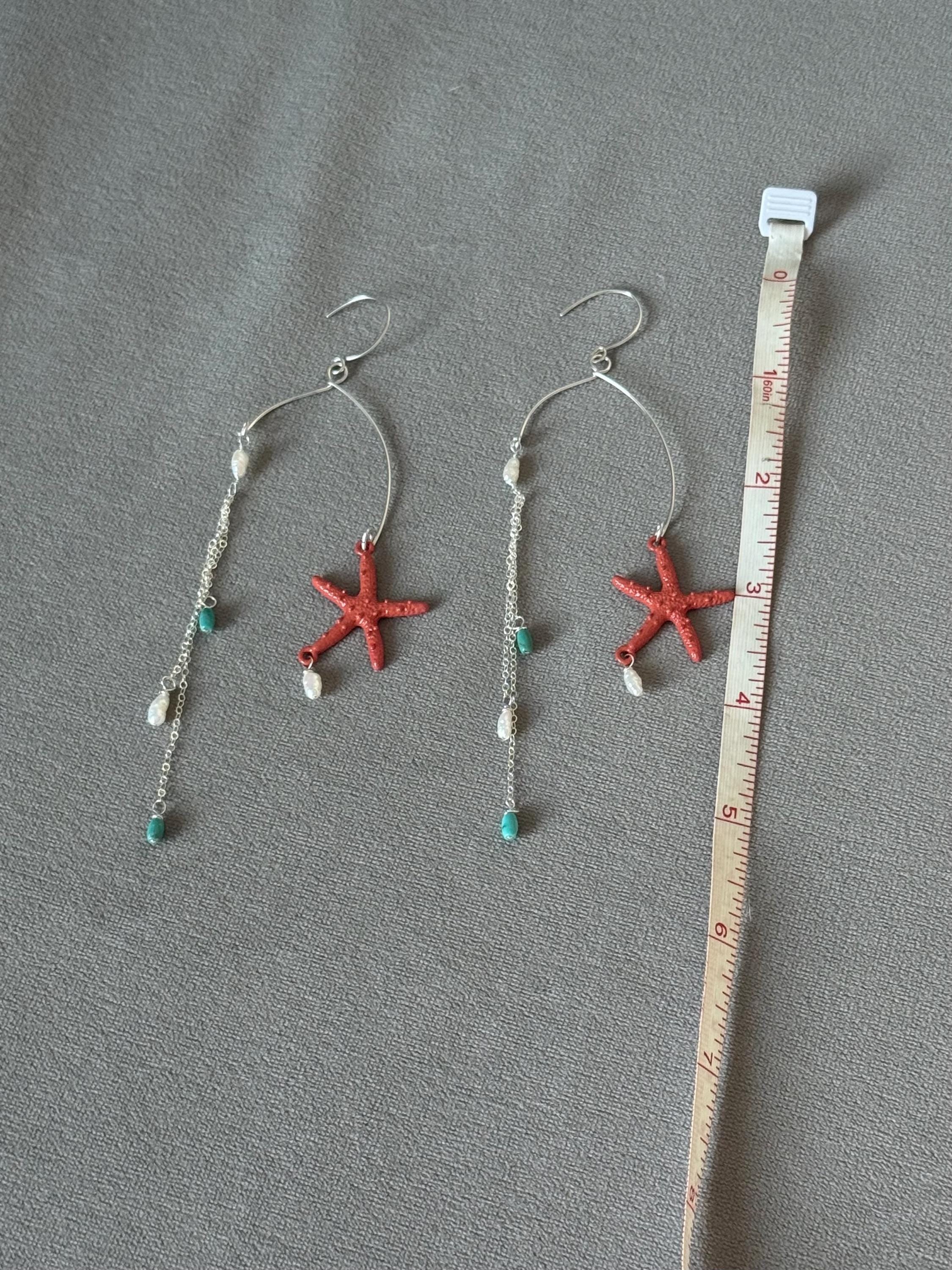 Coral Starfall Drop Earrings