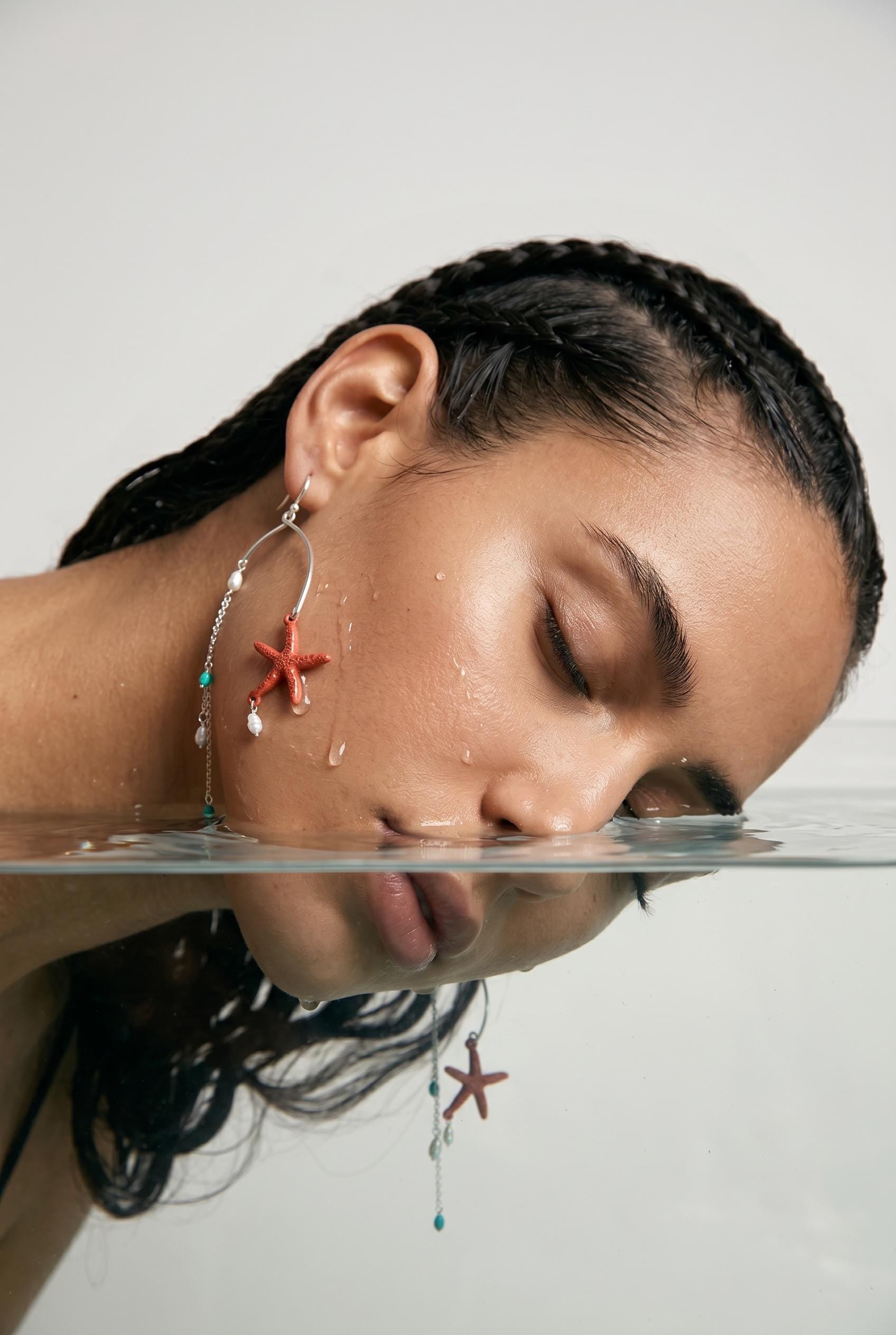Coral Starfall Drop Earrings