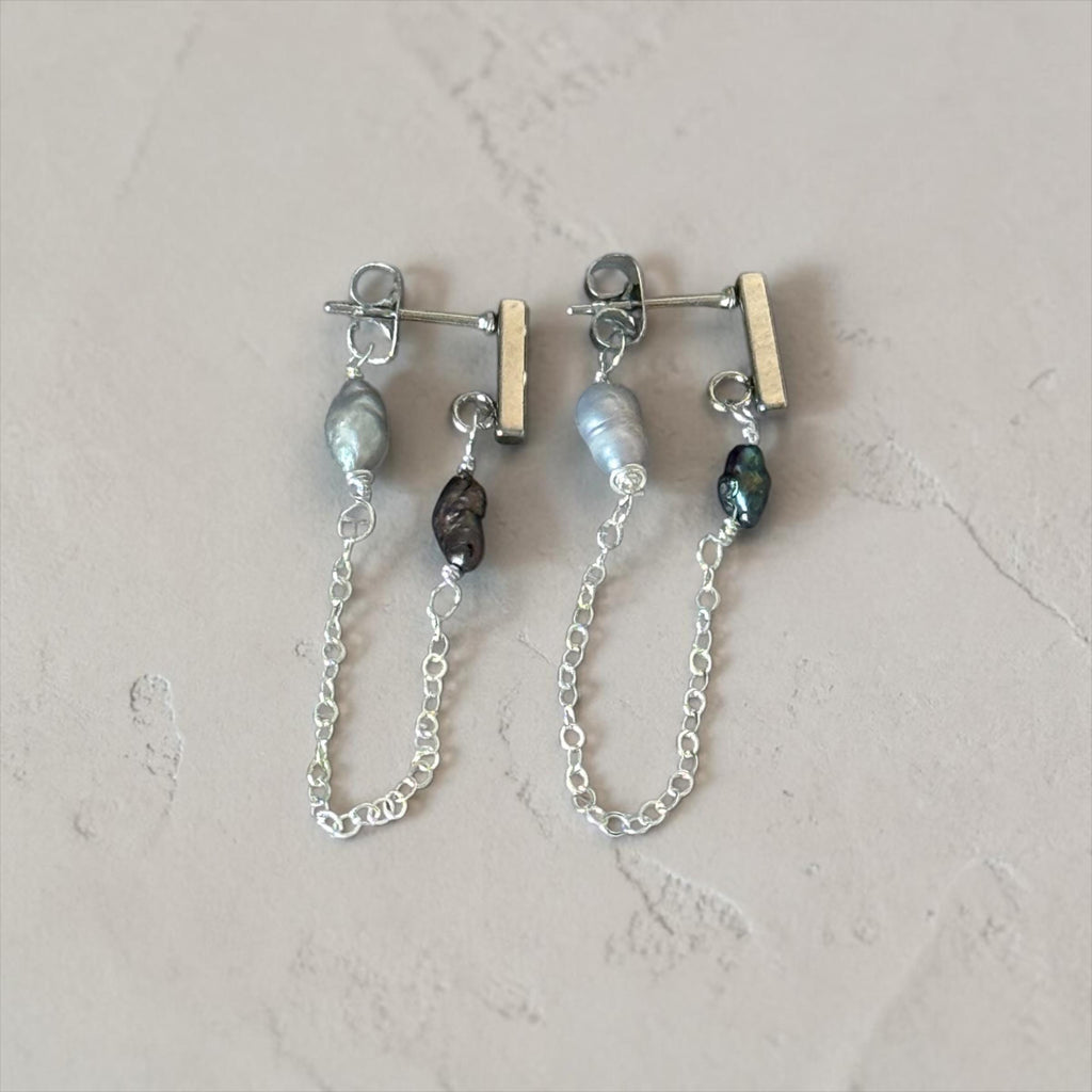 Silver Tide Link Earrings