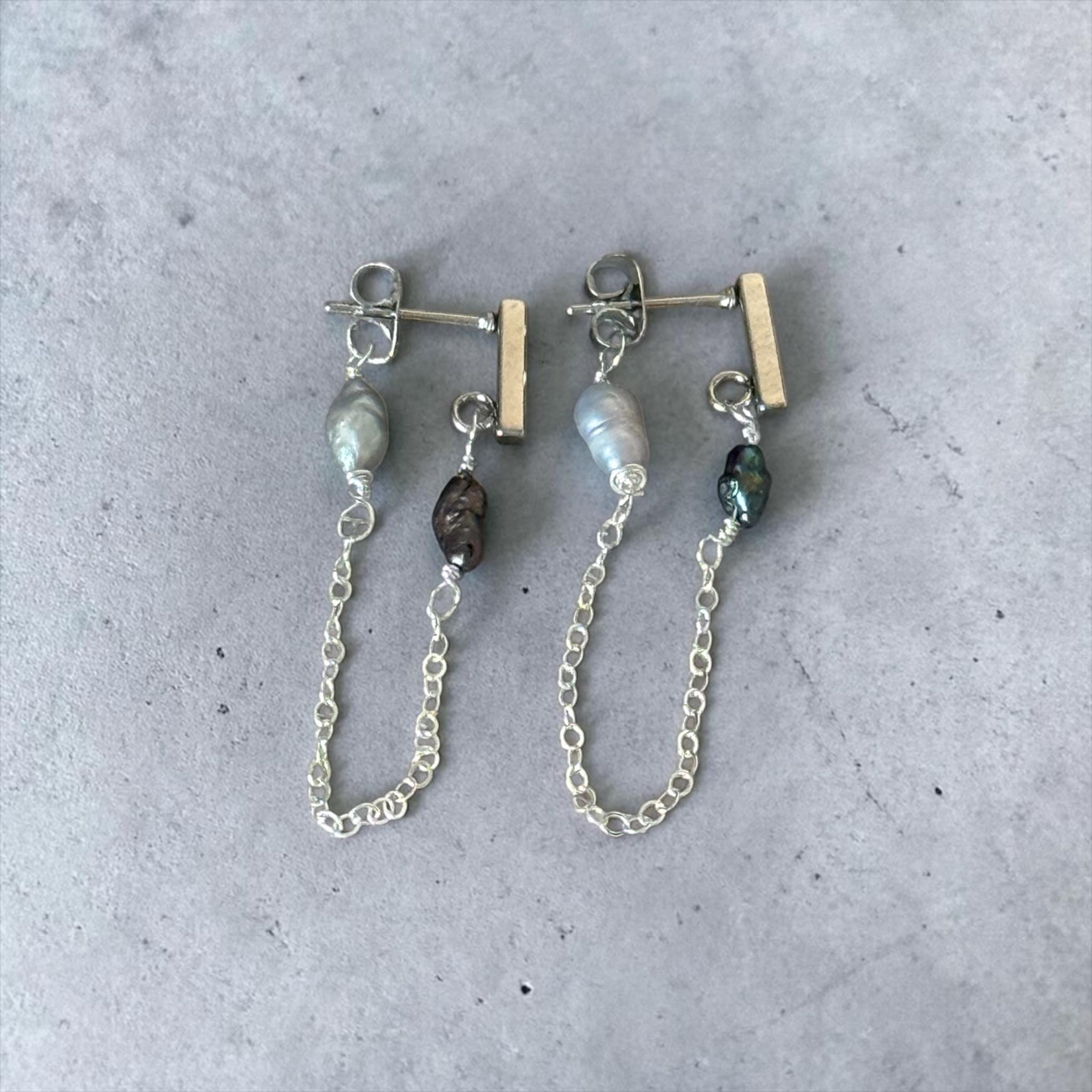 Silver Tide Link Earrings