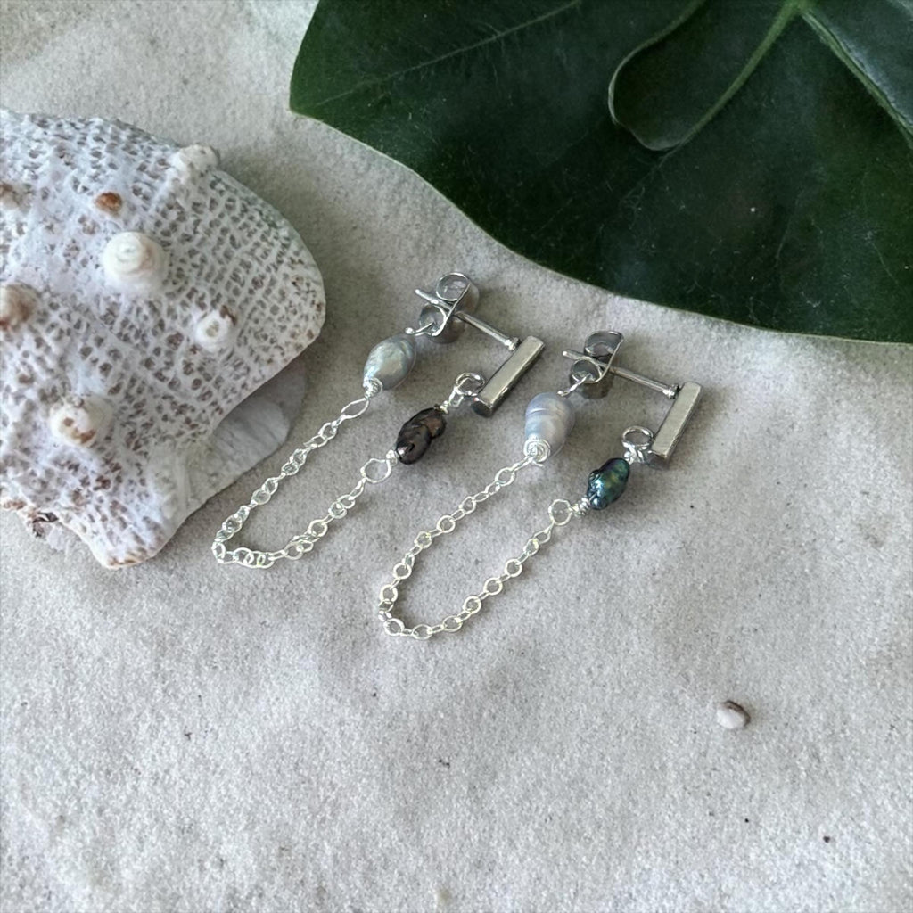 Silver Tide Link Earrings