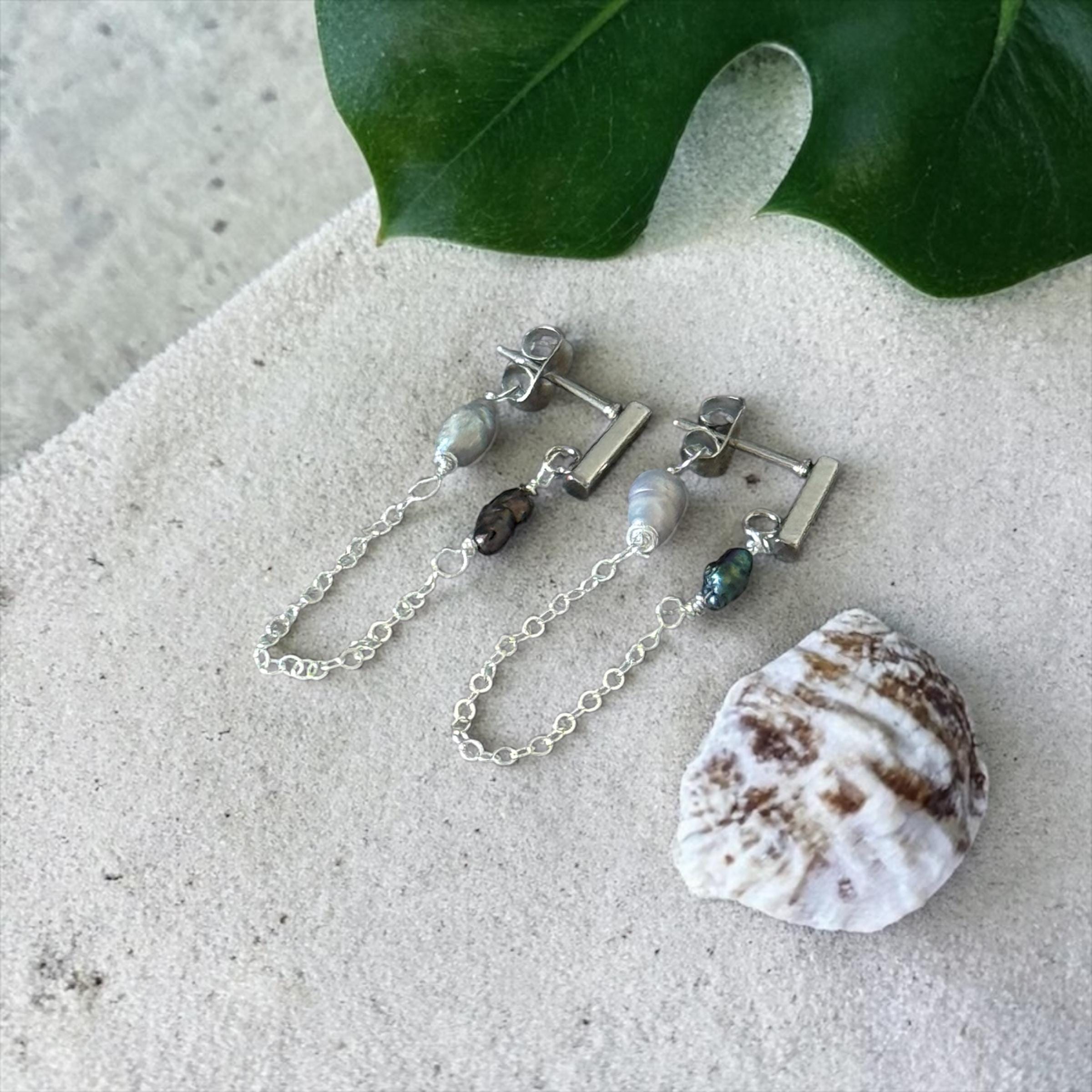 Silver Tide Link Earrings