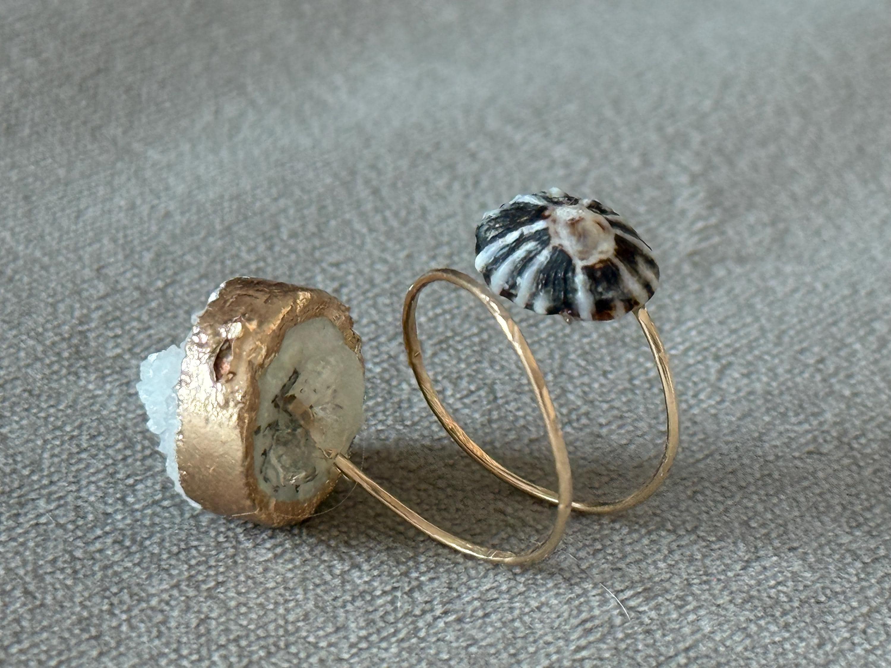 Golden Tide Hammered Duality Ring