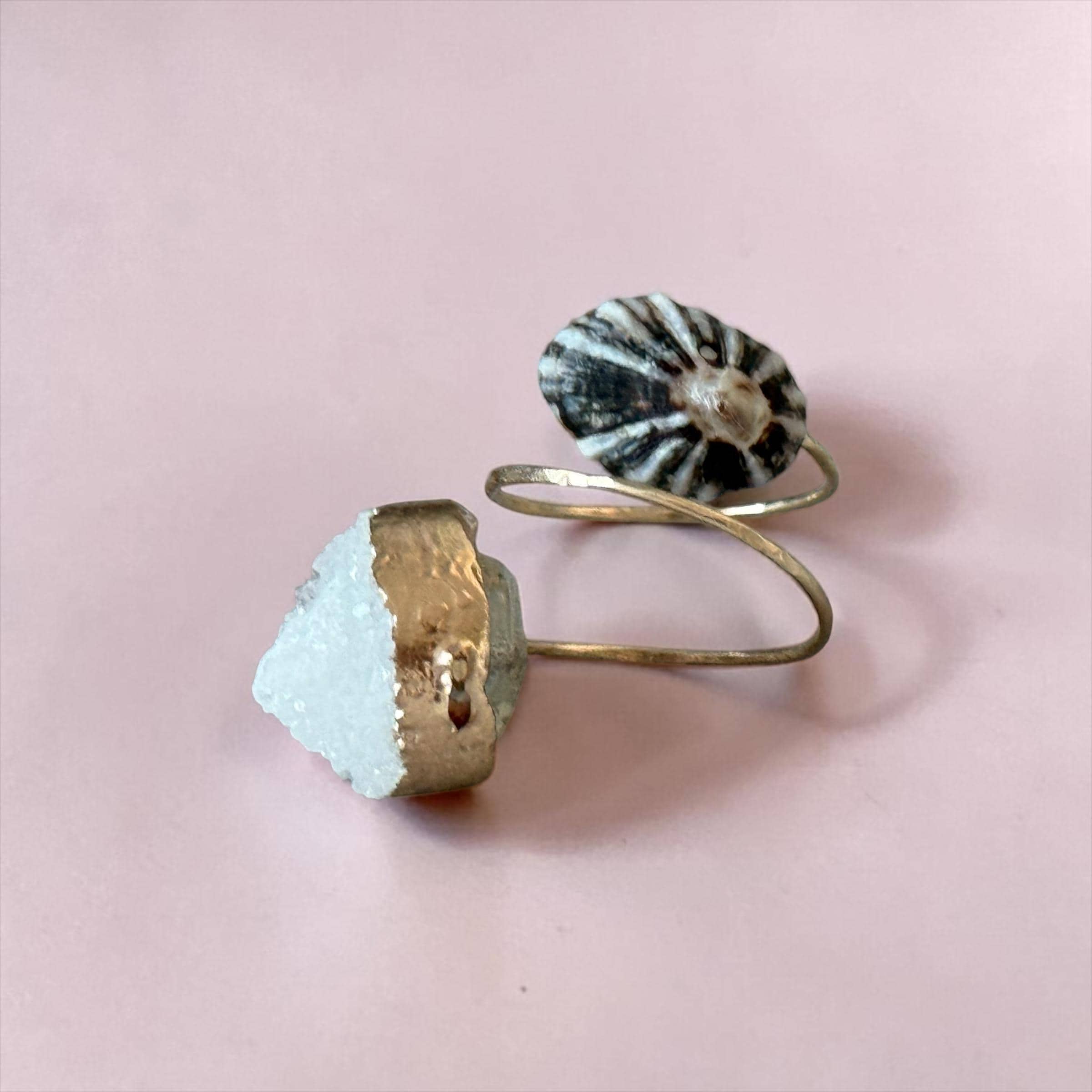 Golden Tide Hammered Duality Ring