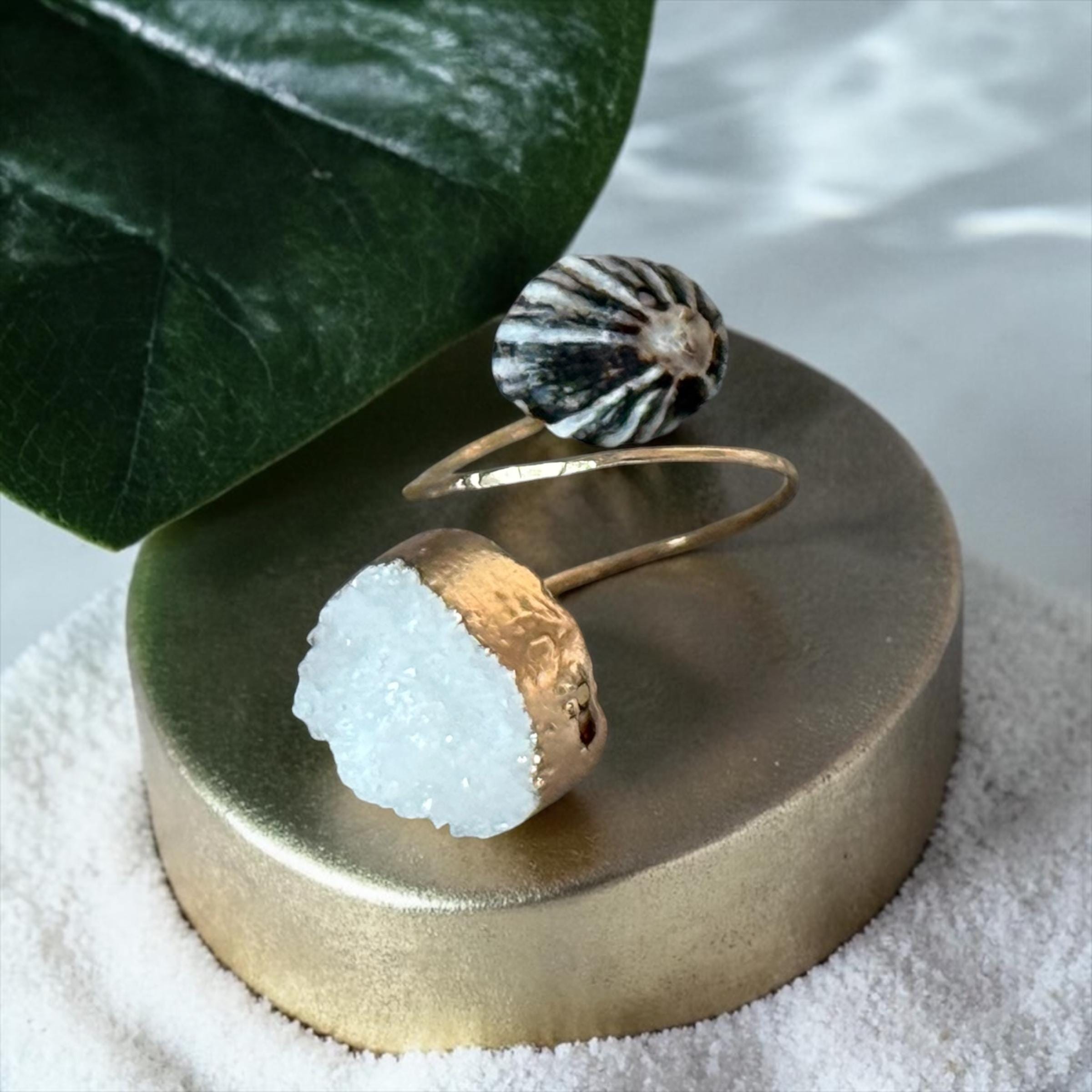 Golden Tide Hammered Duality Ring