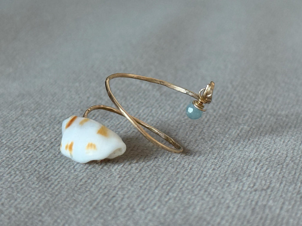 Azure Tide Hammered Wrap Ring