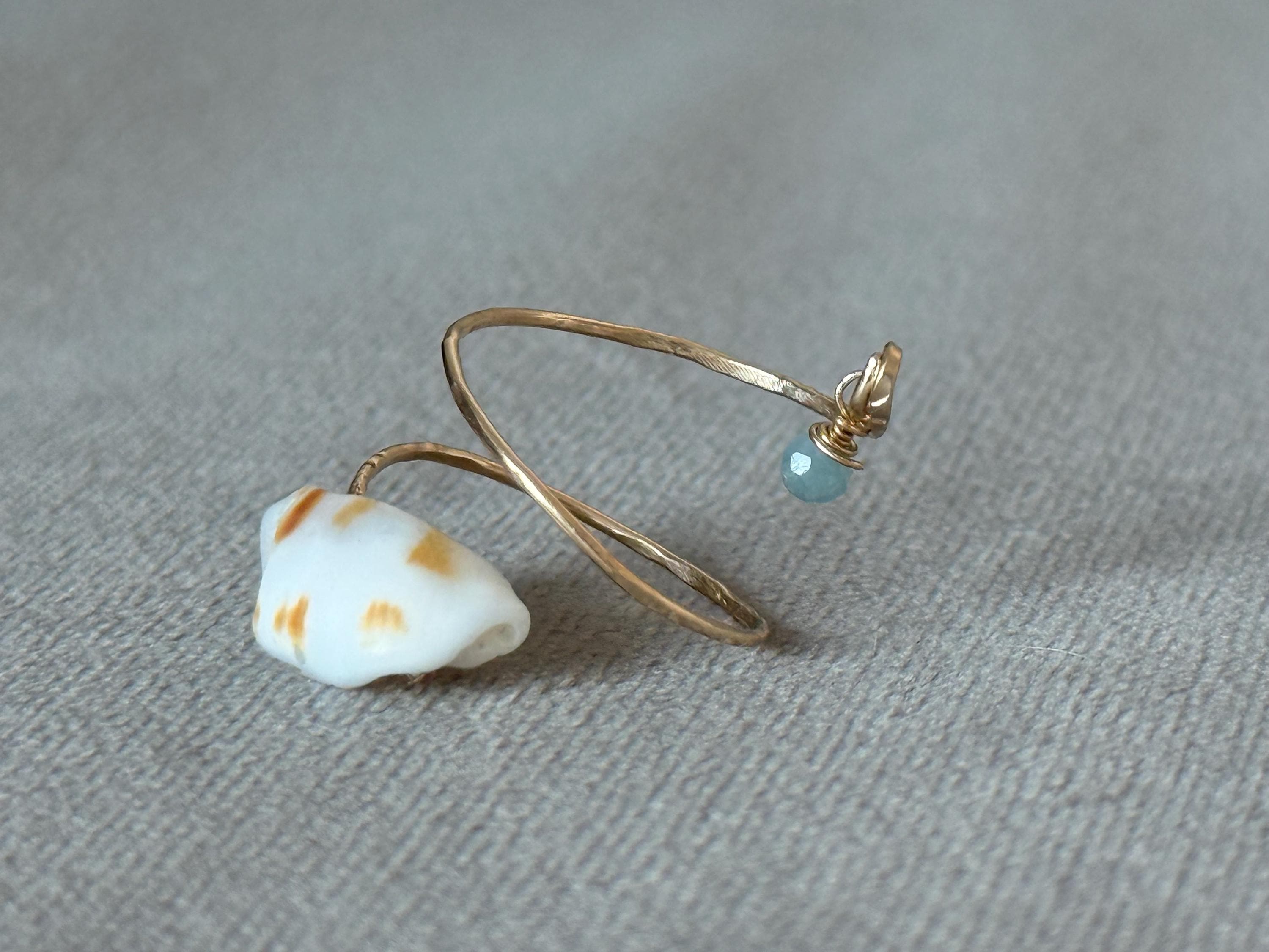 Azure Tide Hammered Wrap Ring