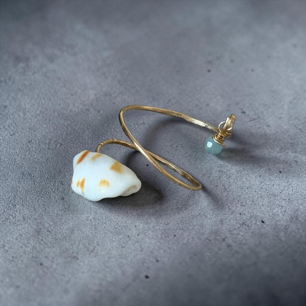 Azure Tide Hammered Wrap Ring