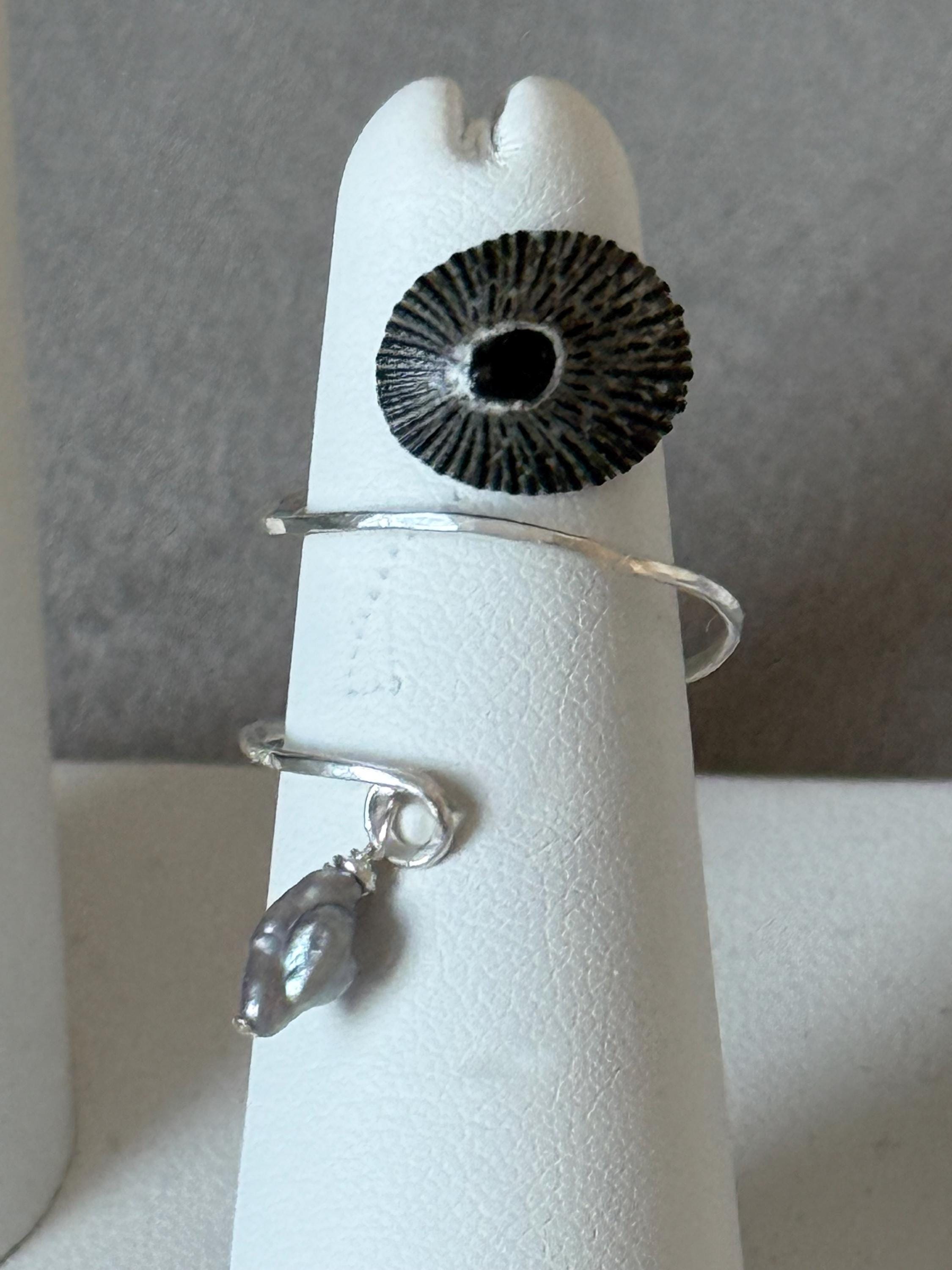 Midnight Tide Opihi Hammered Wrap Ring