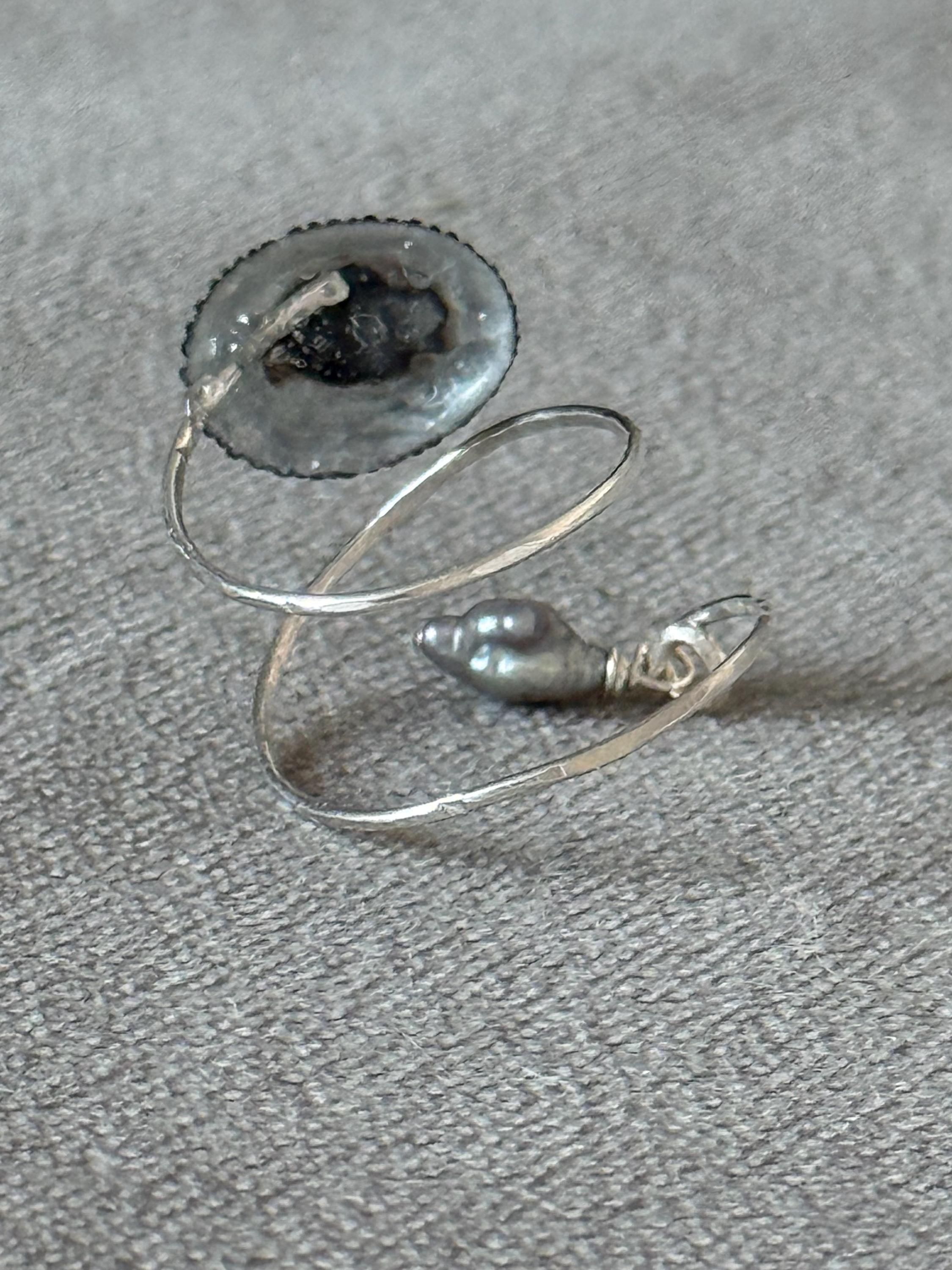 Midnight Tide Opihi Hammered Wrap Ring