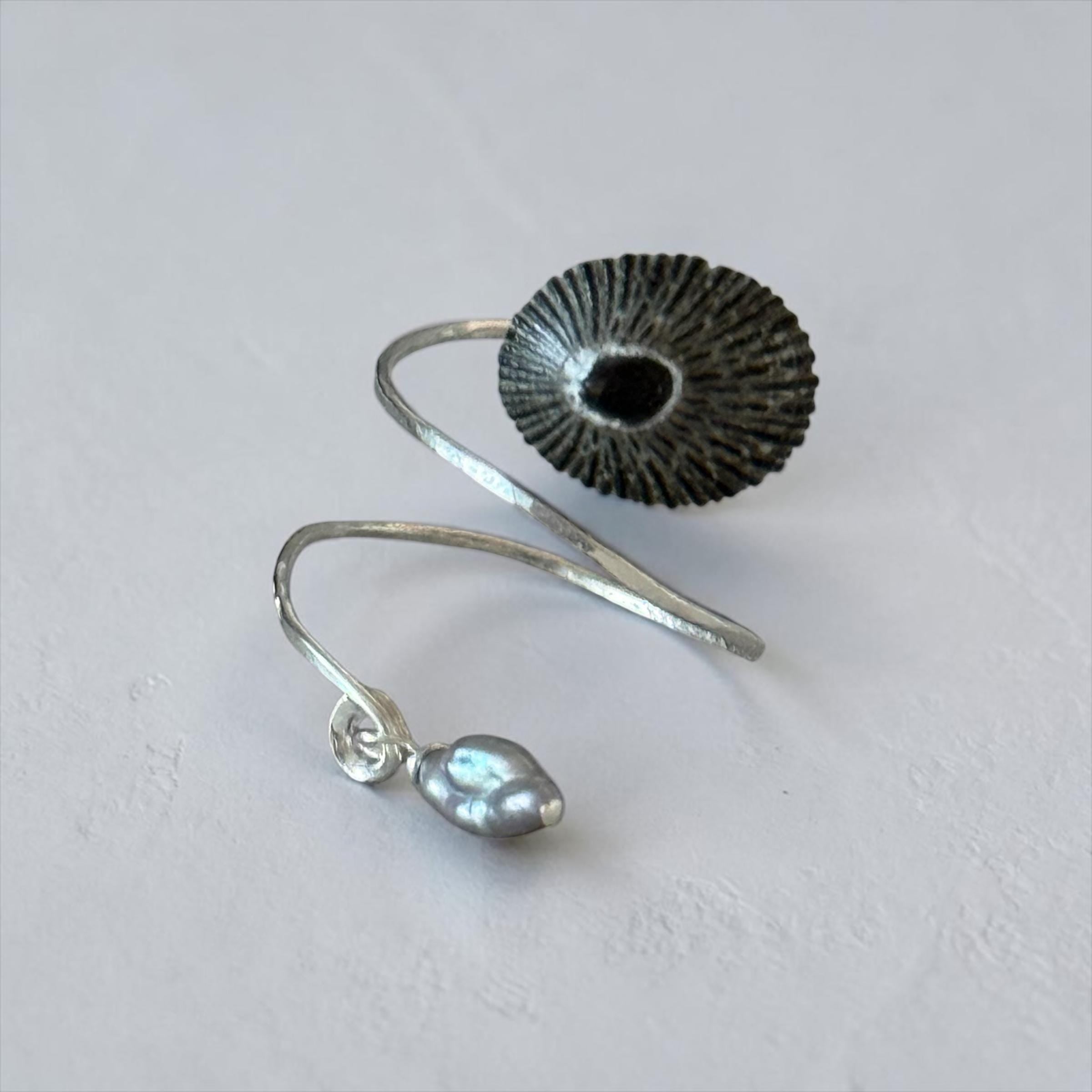 Midnight Tide Opihi Hammered Wrap Ring