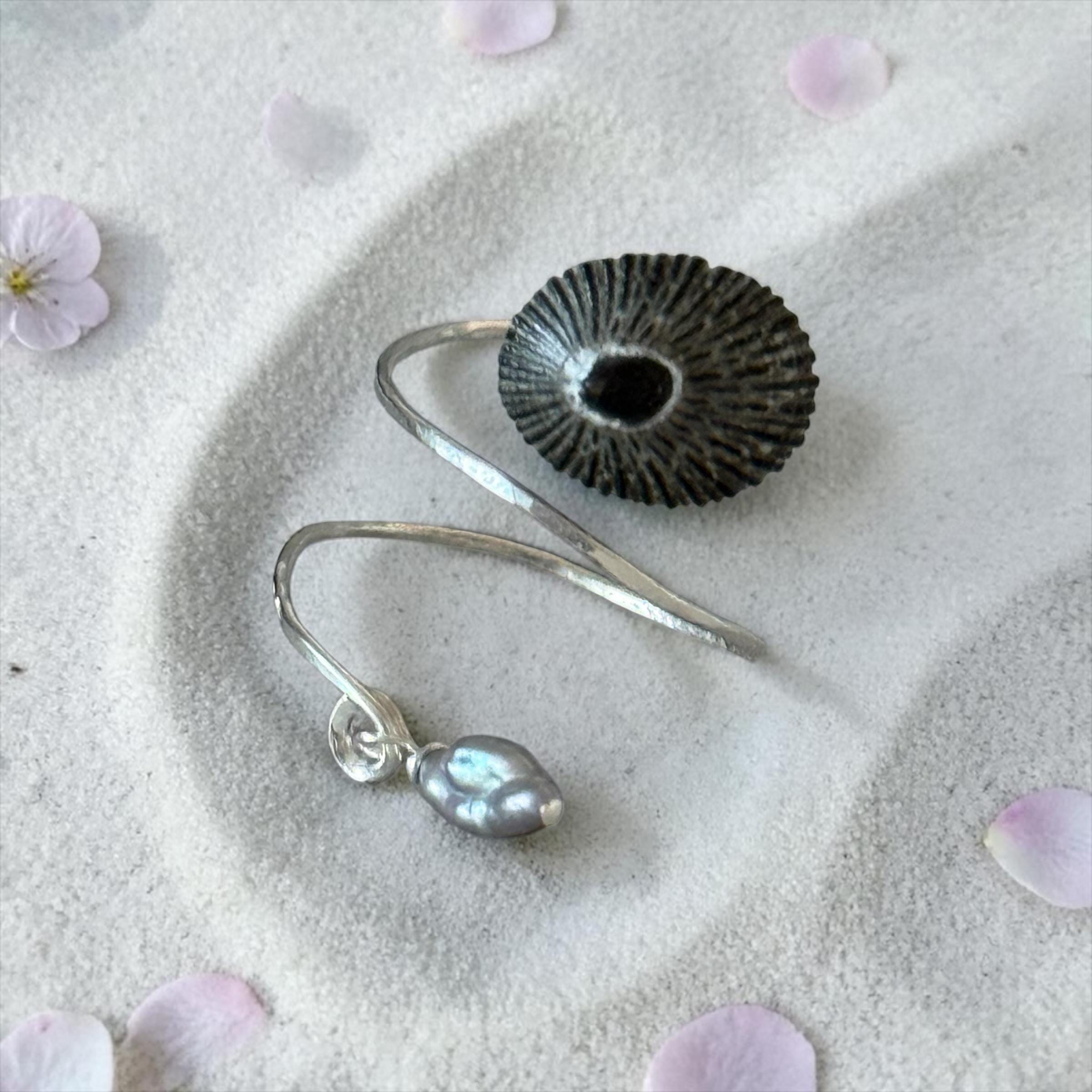 Midnight Tide Opihi Hammered Wrap Ring