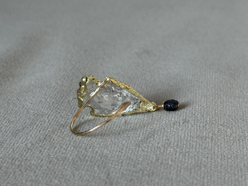 Obsidian Tide Hammered Quartz Ring