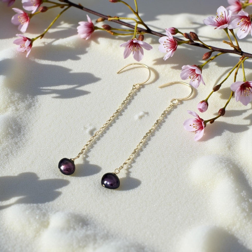 Velvet Noir Pearl Drop Earrings