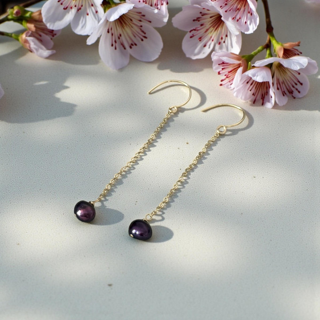 Velvet Noir Pearl Drop Earrings