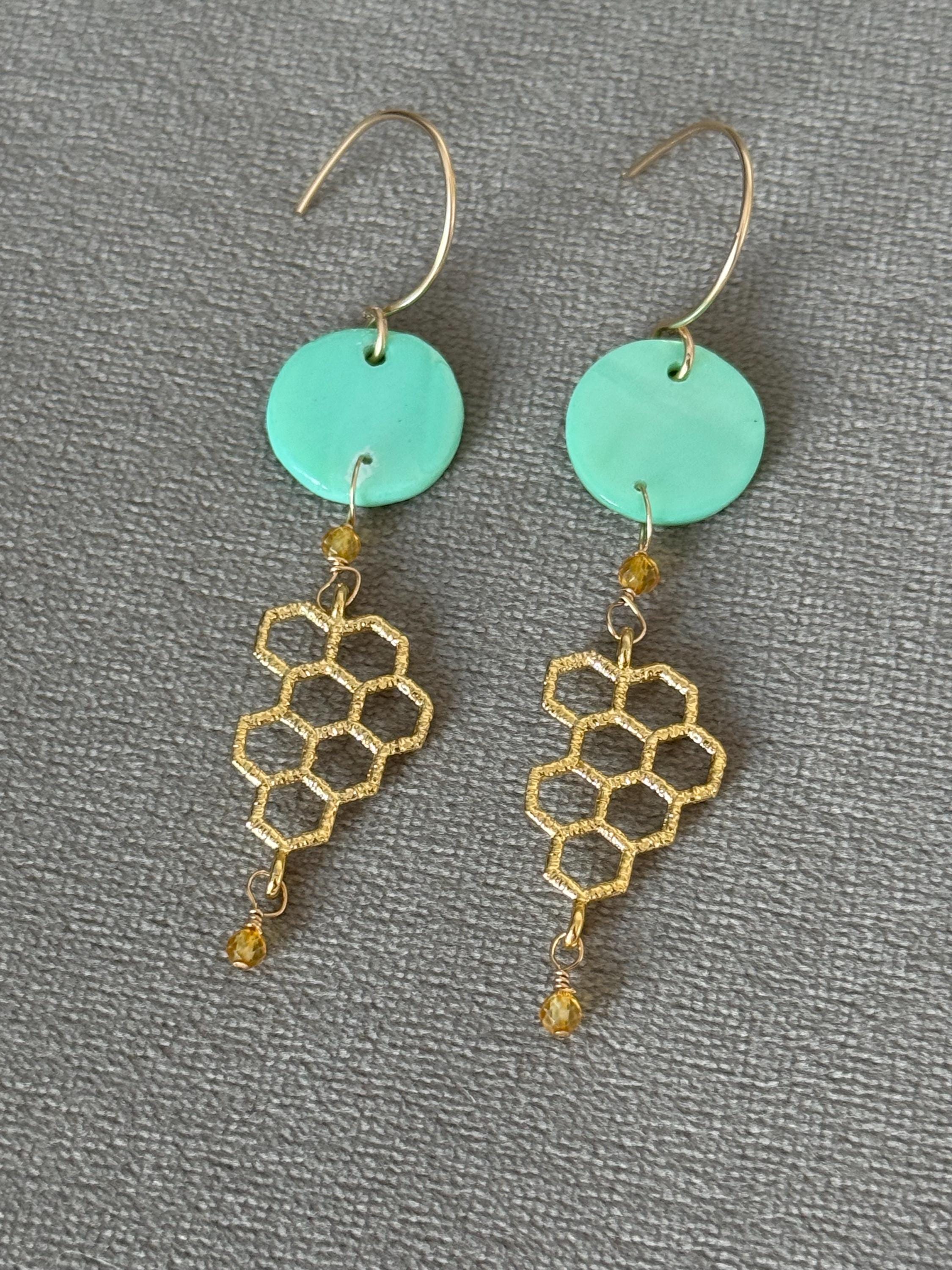 Aqua Hive Earrings