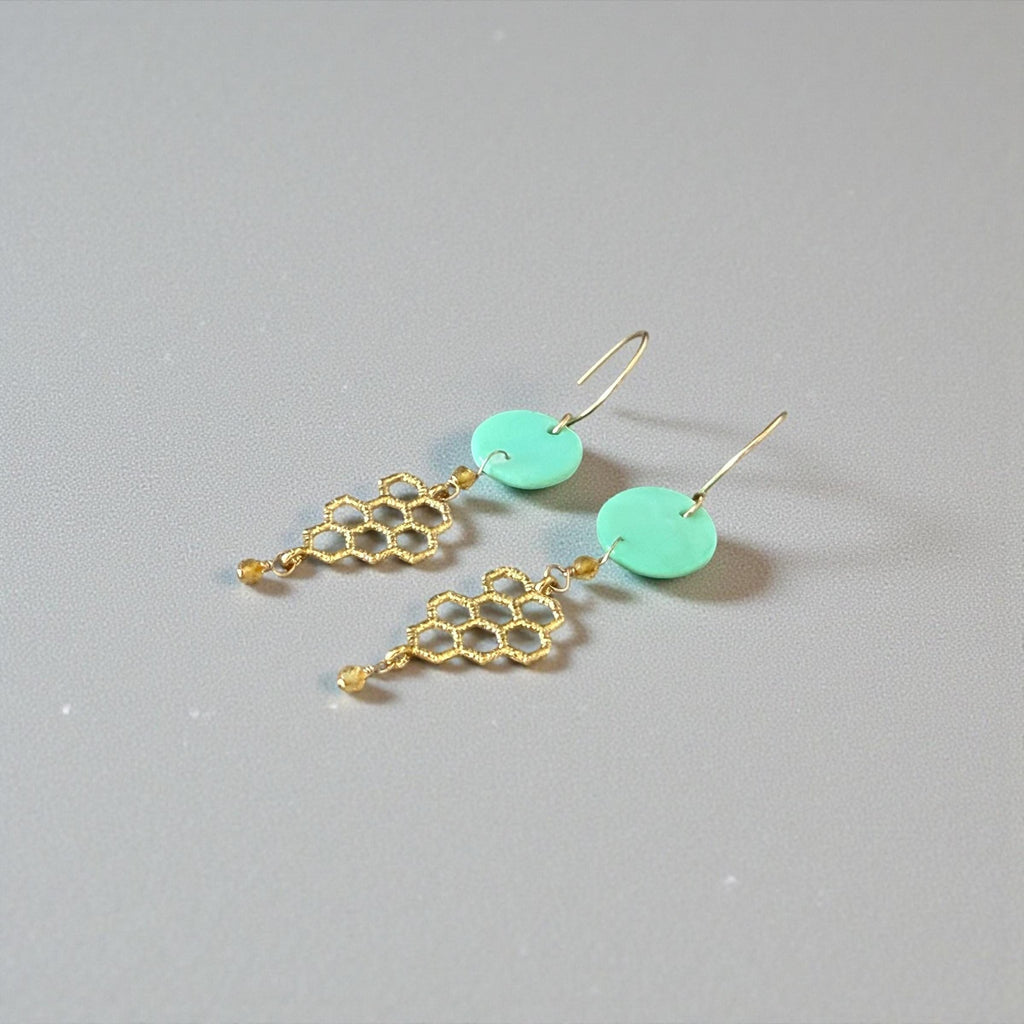 Aqua Hive Earrings