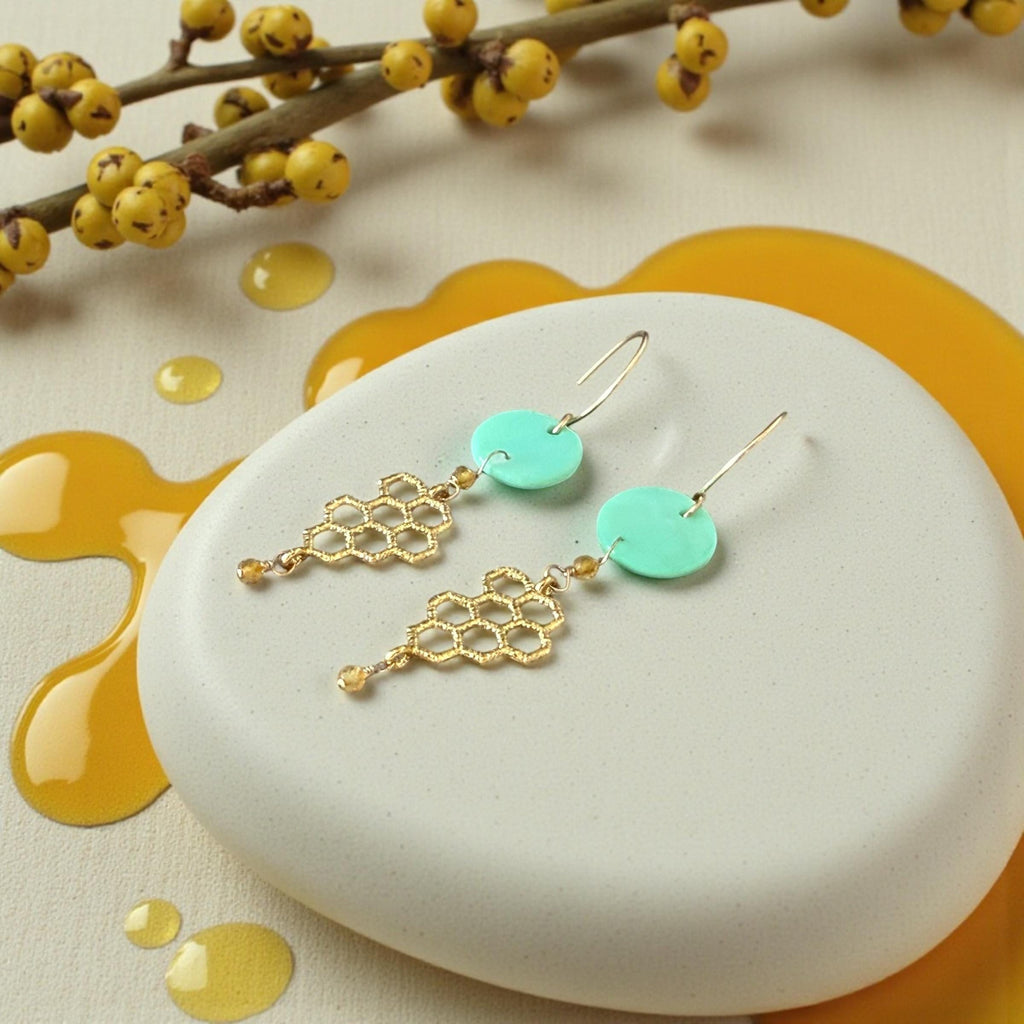 Aqua Hive Earrings