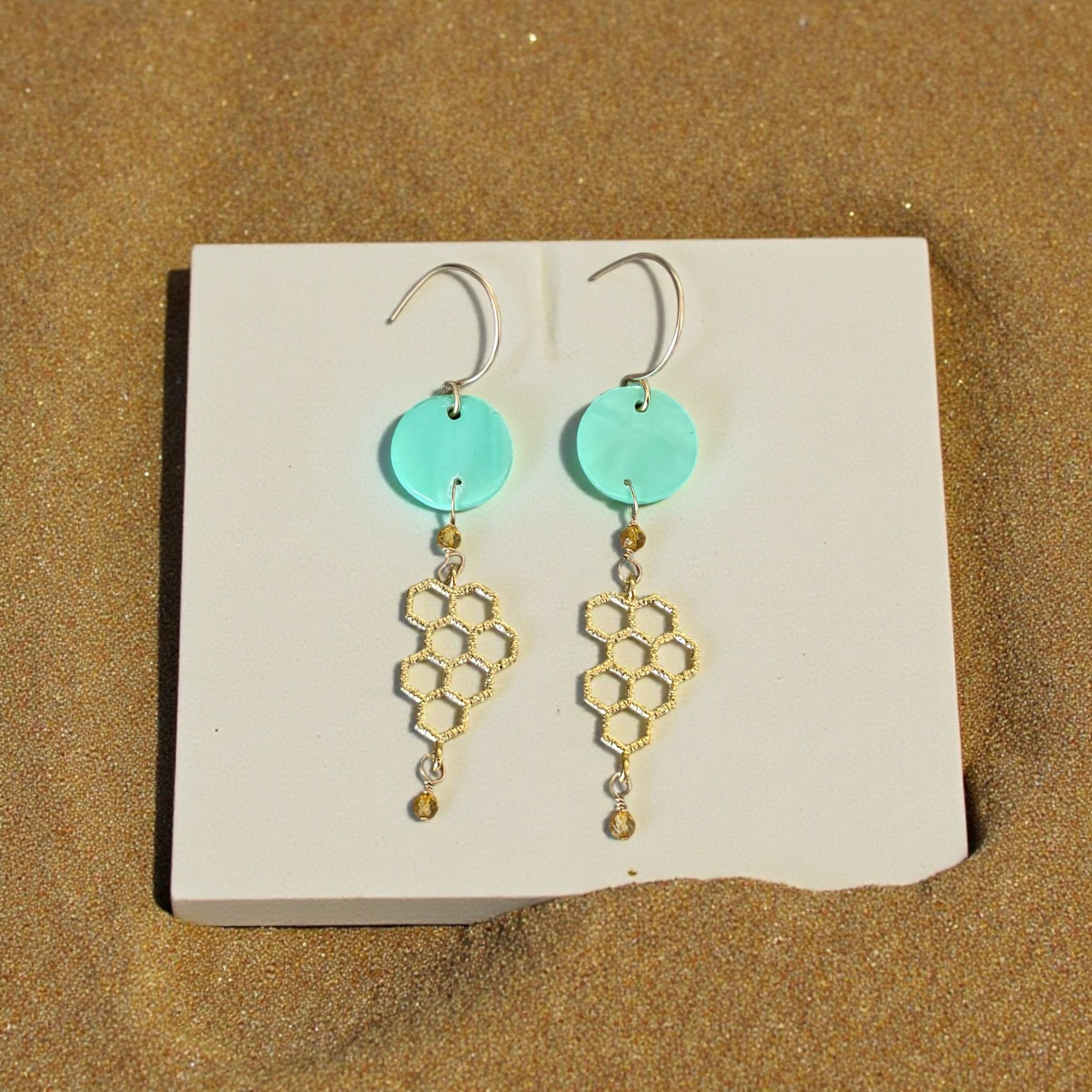 Aqua Hive Earrings