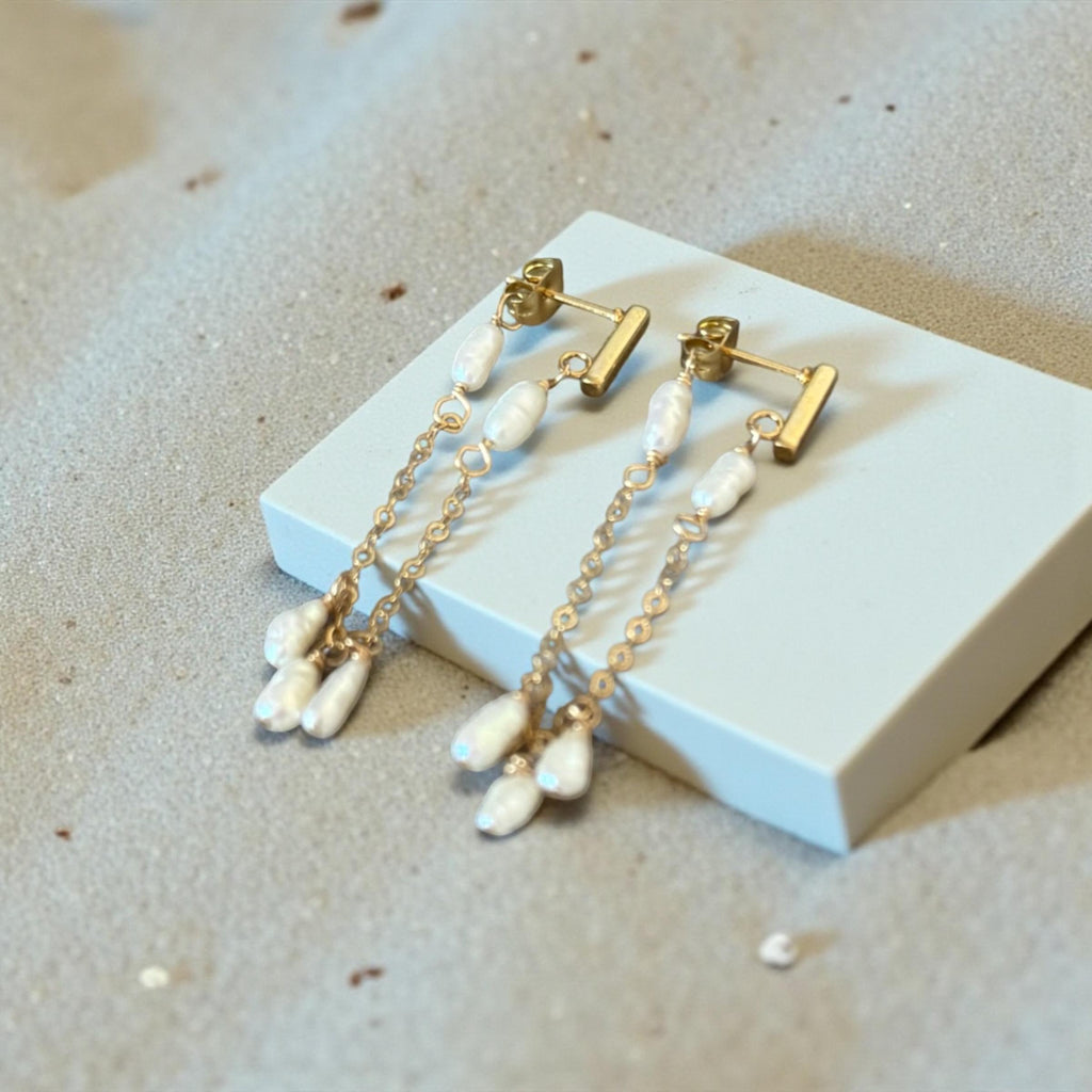 Ivory Rain Pearl Earrings