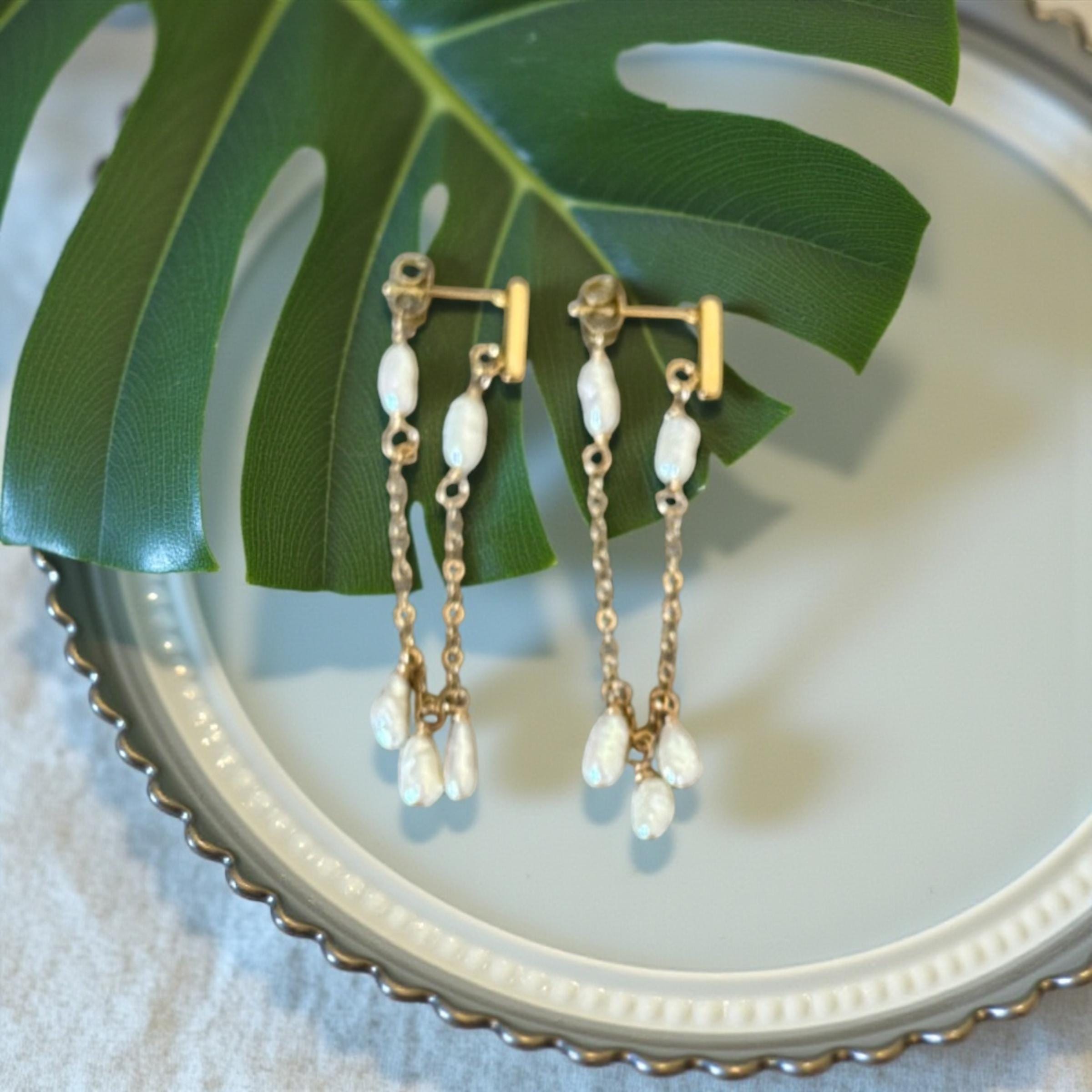 Ivory Rain Pearl Earrings