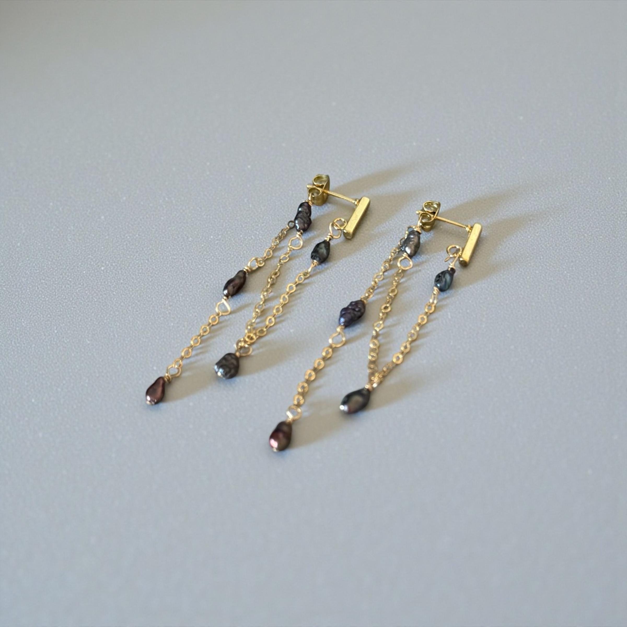Raven Cascade Pearl Earrings