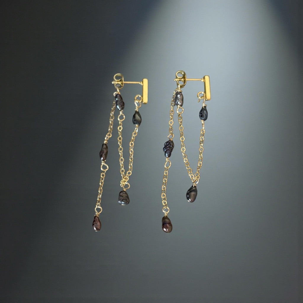 Raven Cascade Pearl Earrings